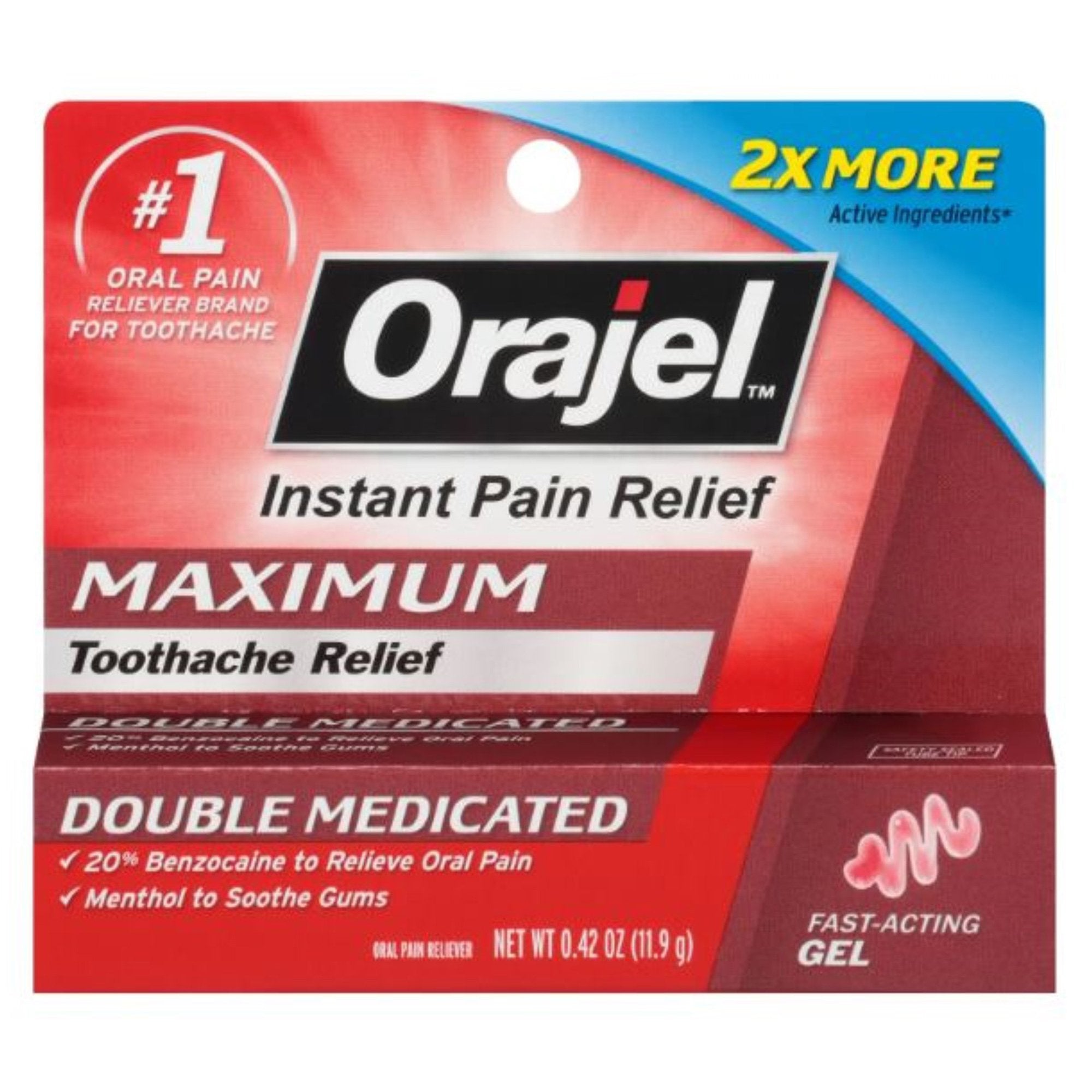 Oral Pain Relief Orajel 20% Strength Benzocaine Oral Gel 0.42 oz.