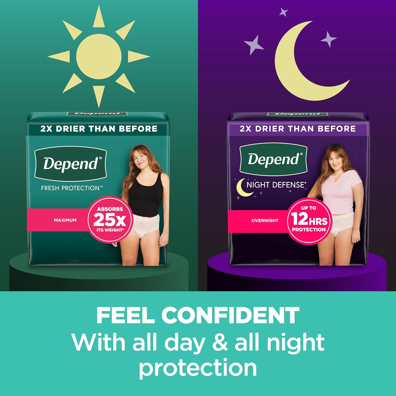 female adult absorbent underwear depend fresh protection waistband style 2x large disposable heavy absorbency packaging type case