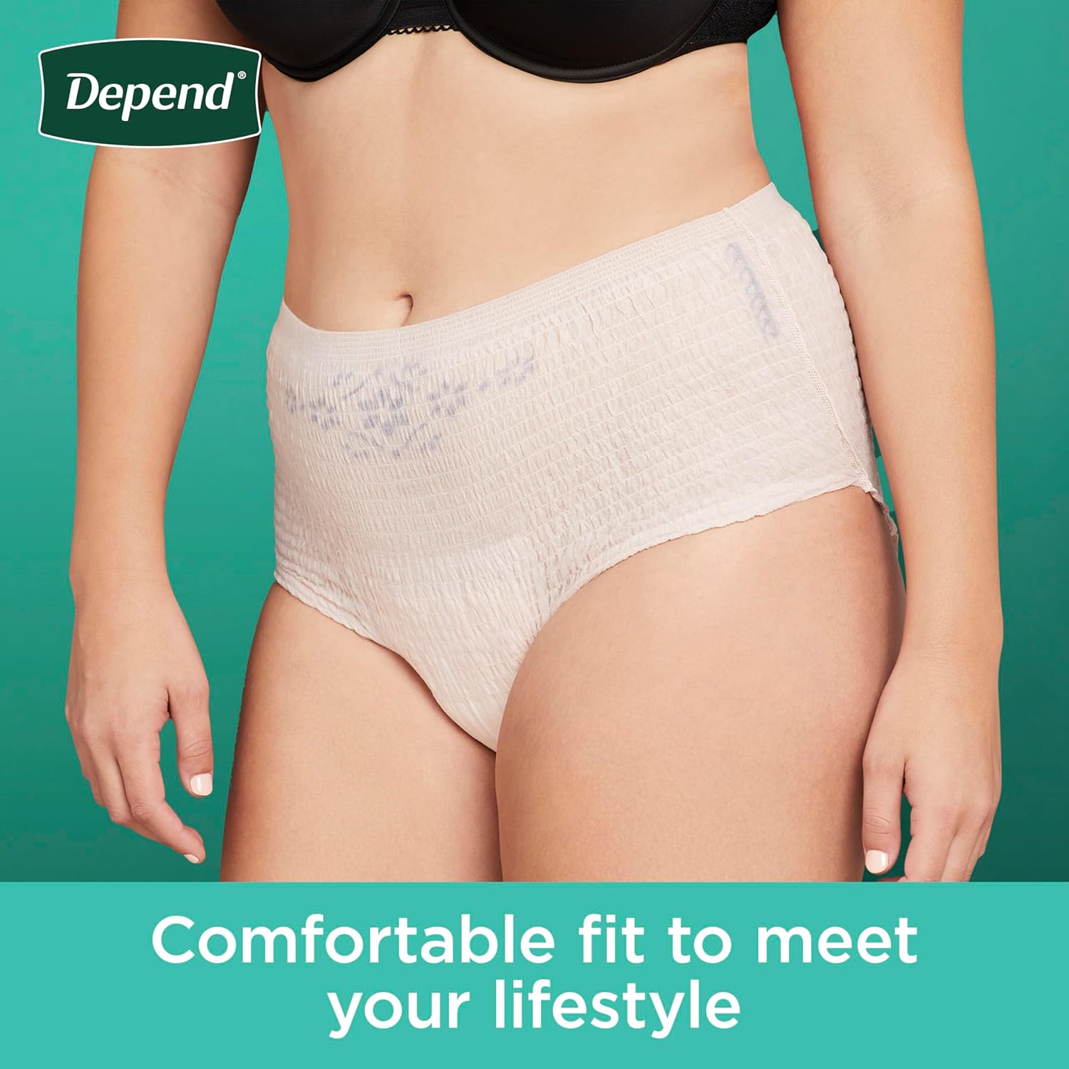 female adult absorbent underwear depend fresh protection waistband style large disposable heavy absorbency packaging type case
