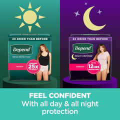 female adult absorbent underwear depend fresh protection waistband style small disposable heavy absorbency packaging type case