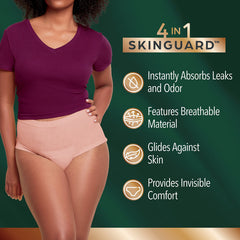female adult absorbent underwear depend silhouette waistband style x large disposable heavy absorbency packaging type case