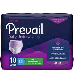 female adult absorbent underwear prevail daily underwear pull on with tear away seams large disposable heavy absorbency packaging type case