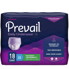 female adult absorbent underwear prevail daily underwear pull on with tear away seams large disposable heavy absorbency packaging type case