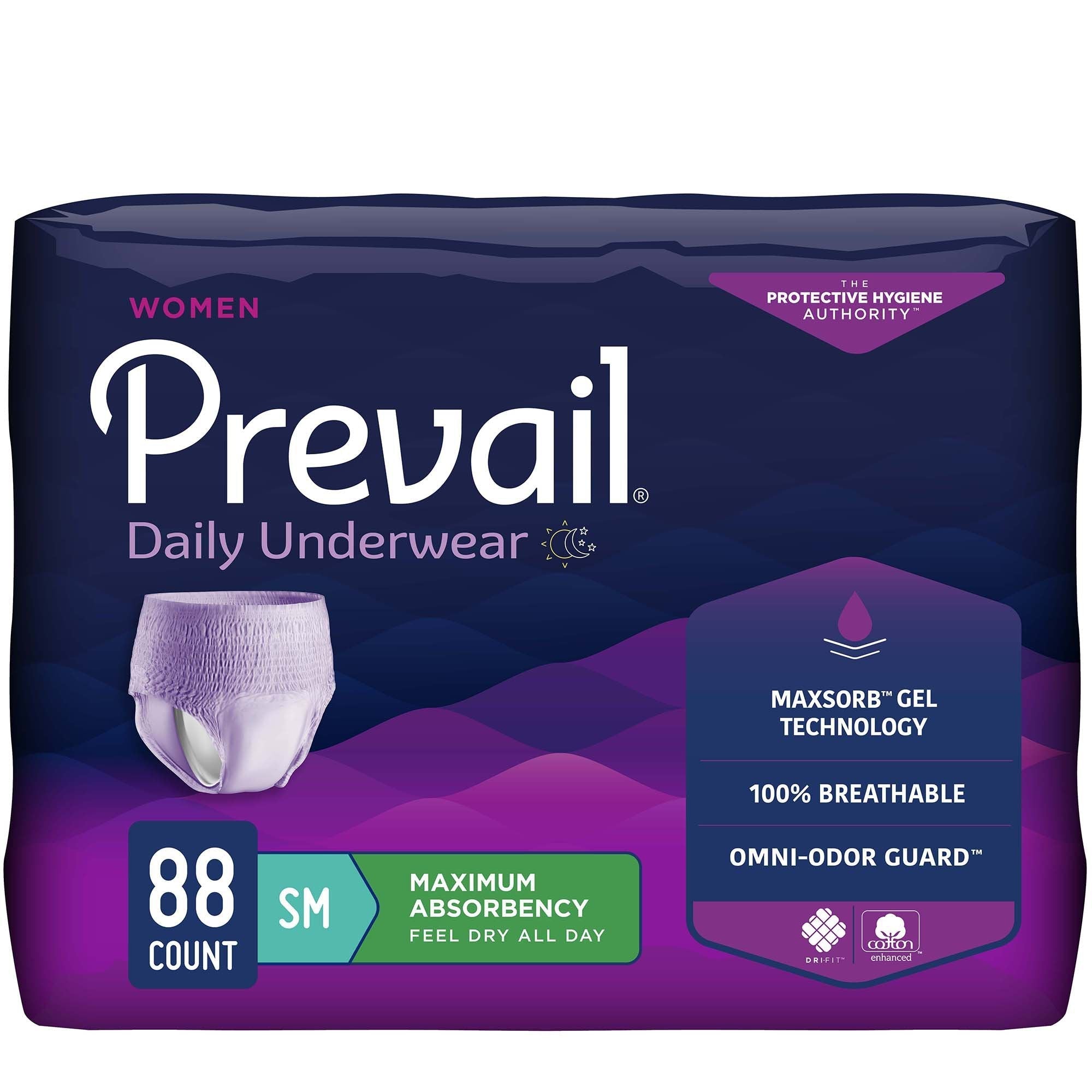 female adult absorbent underwear prevail daily underwear pull on with tear away seams small disposable heavy absorbency packaging type case