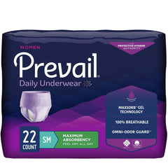 Female Adult Absorbent Underwear Prevail Daily Underwear Pull On with Tear Away Seams Small Disposable Heavy Absorbency