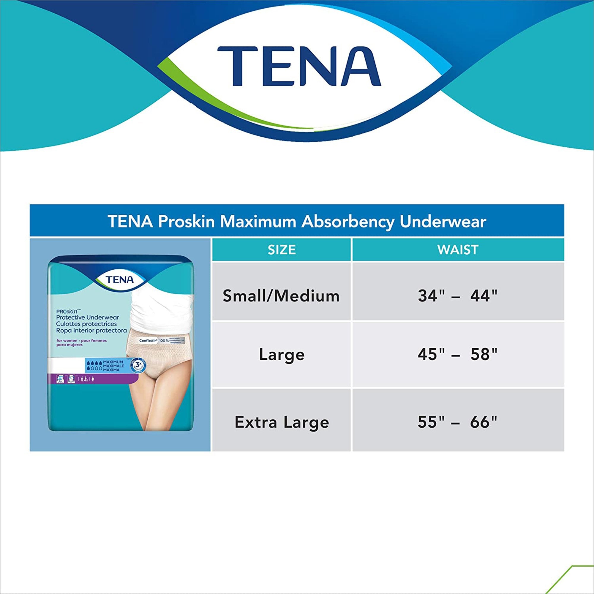 female adult absorbent underwear tena proskin protective pull on with tear away seams large disposable moderate absorbency packaging type case