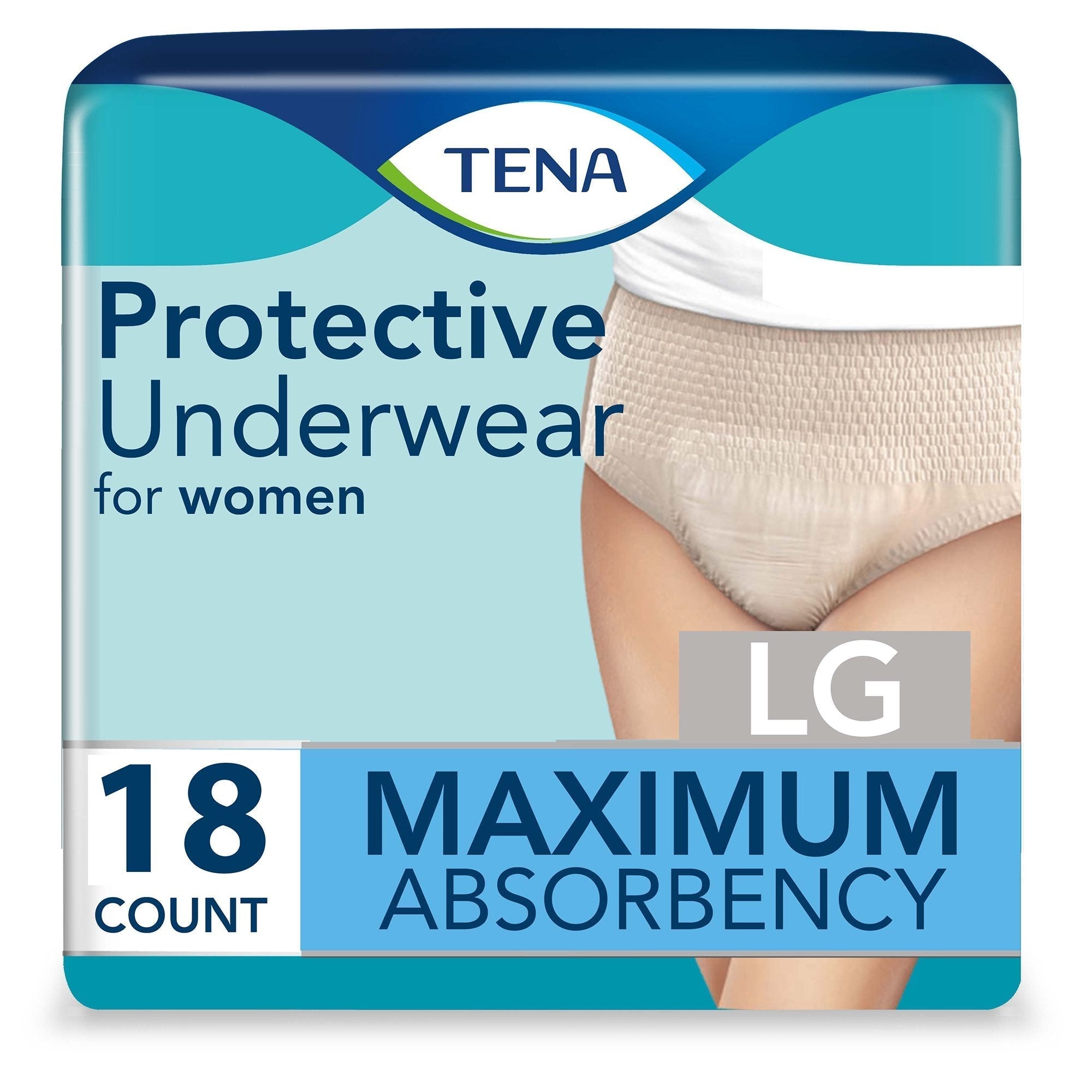 female adult absorbent underwear tena proskin protective pull on with tear away seams large disposable moderate absorbency packaging type case