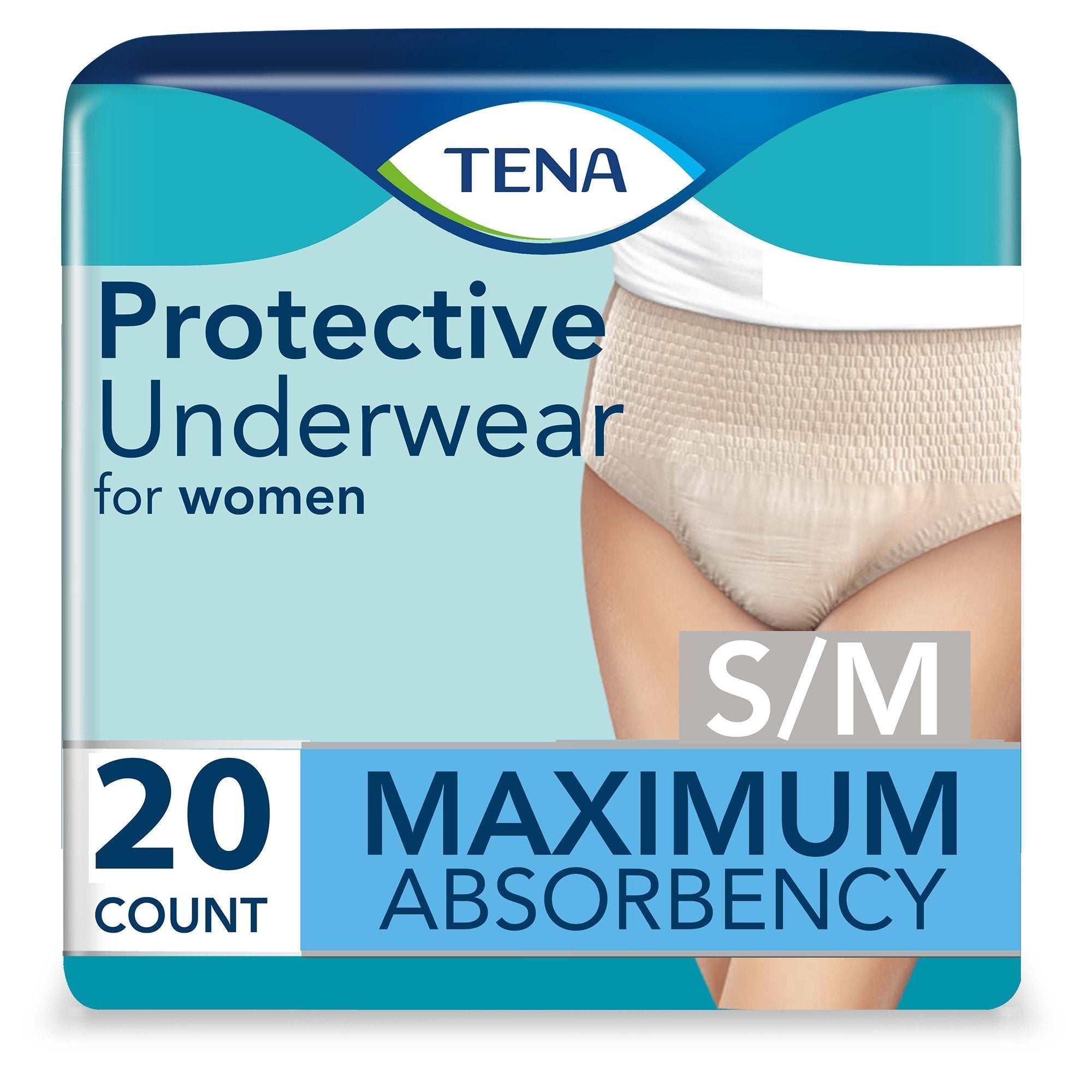 female adult absorbent underwear tena proskin protective pull on with tear away seams small medium disposable moderate absorbency packaging type case