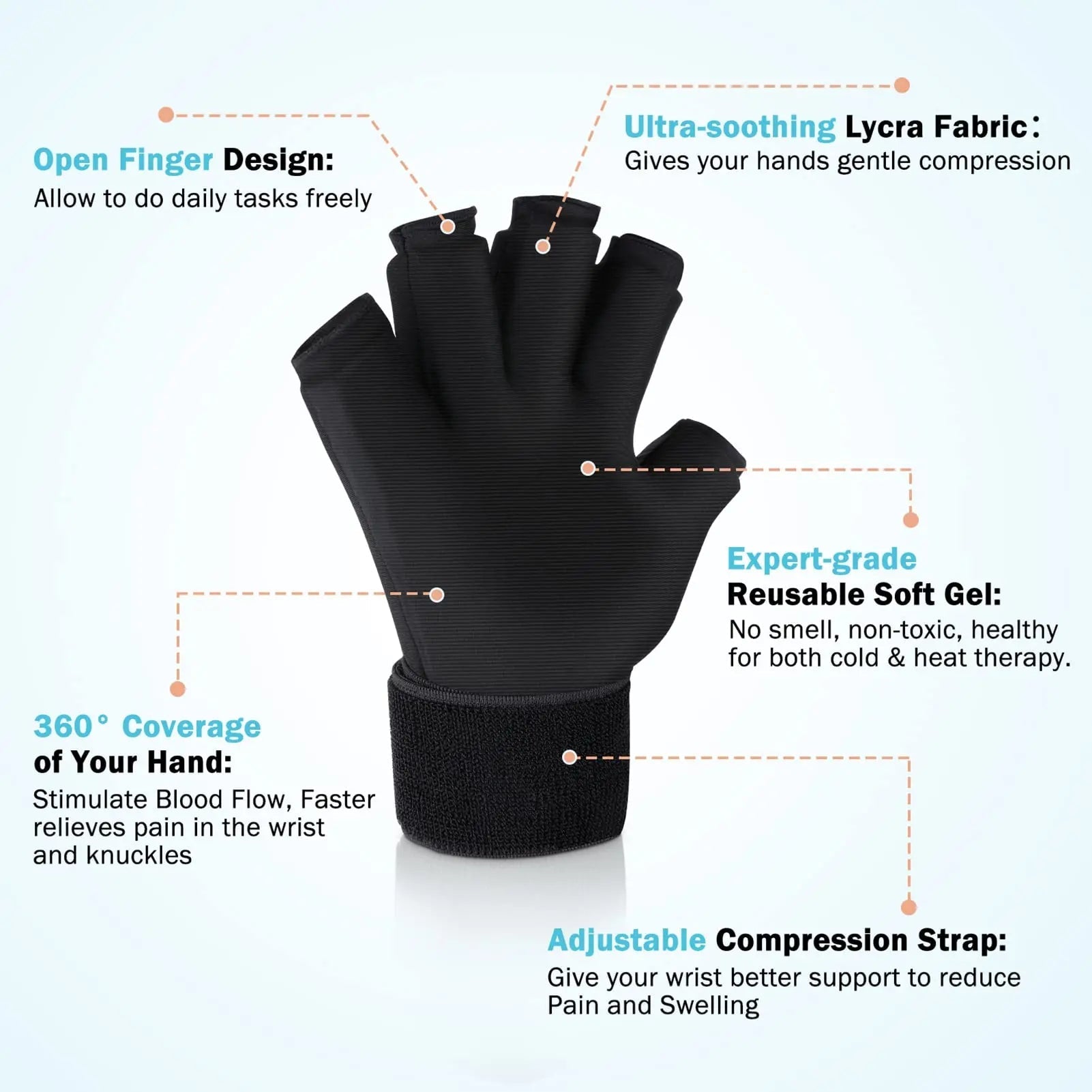 finger arthritis compression ice glove for pain relief hand wrist ice pack reusable gel cold pack for tendinitis carpal tunnel