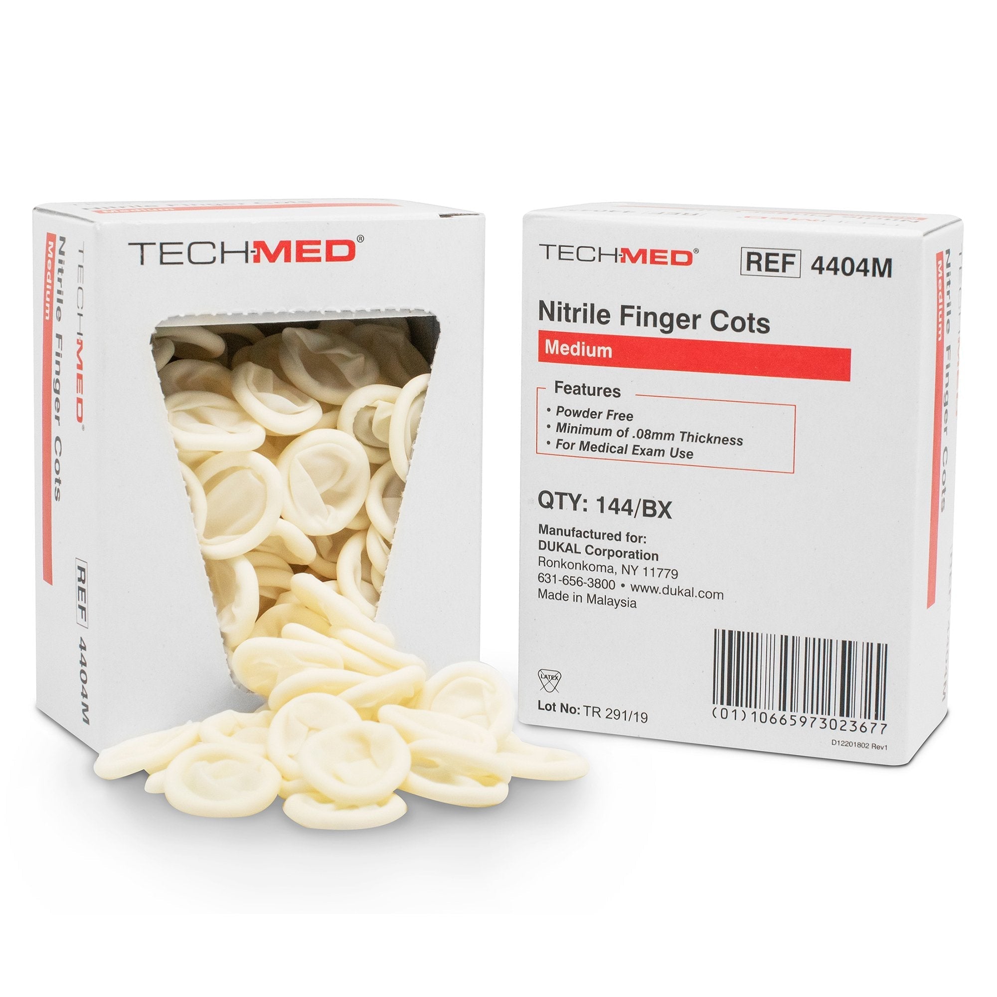 Finger Cot Tech Med Medium 2 1/4 Inch Length Powder Free Nitrile NonSterile