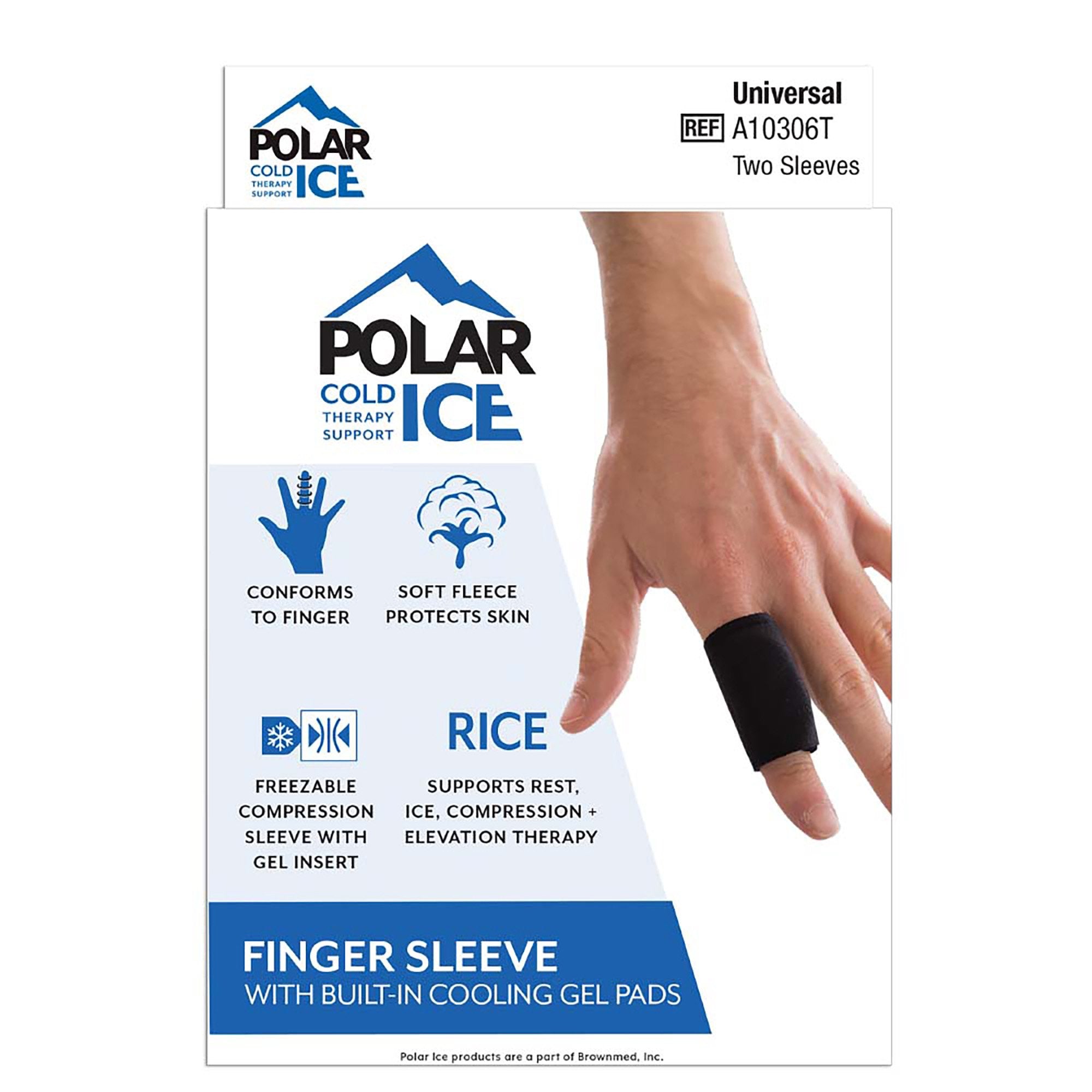 Finger Sleeve with Cooling Pad Polar Ice Adult One Size Fits Most Pull On Finger Black