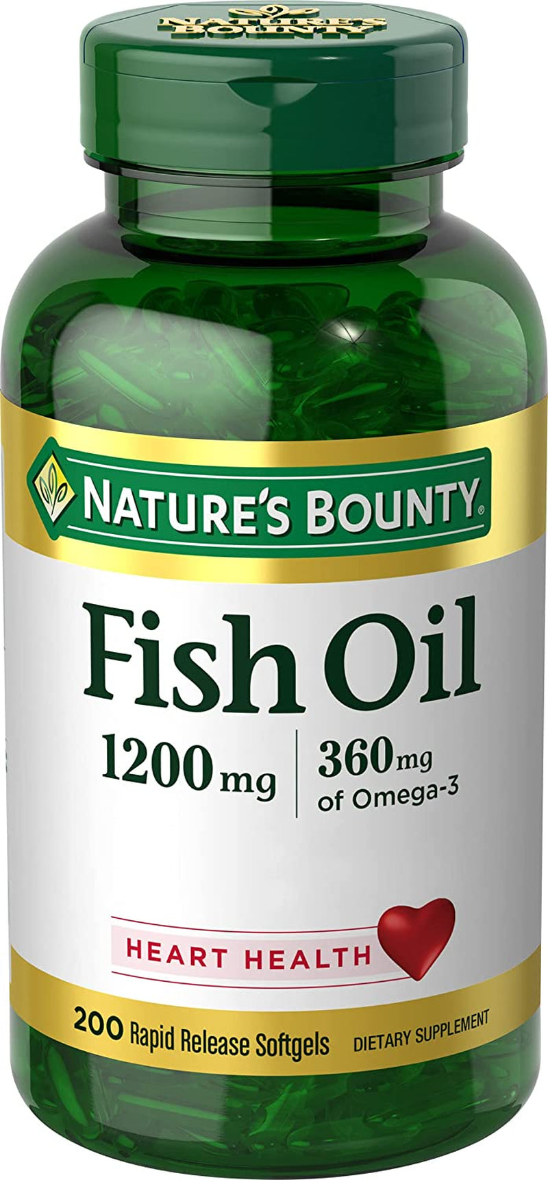 Fish Oil, Supports Heart Health, 1200 Mg, 360 Mg Omega 3, Rapid Release Softgels, 200 Ct