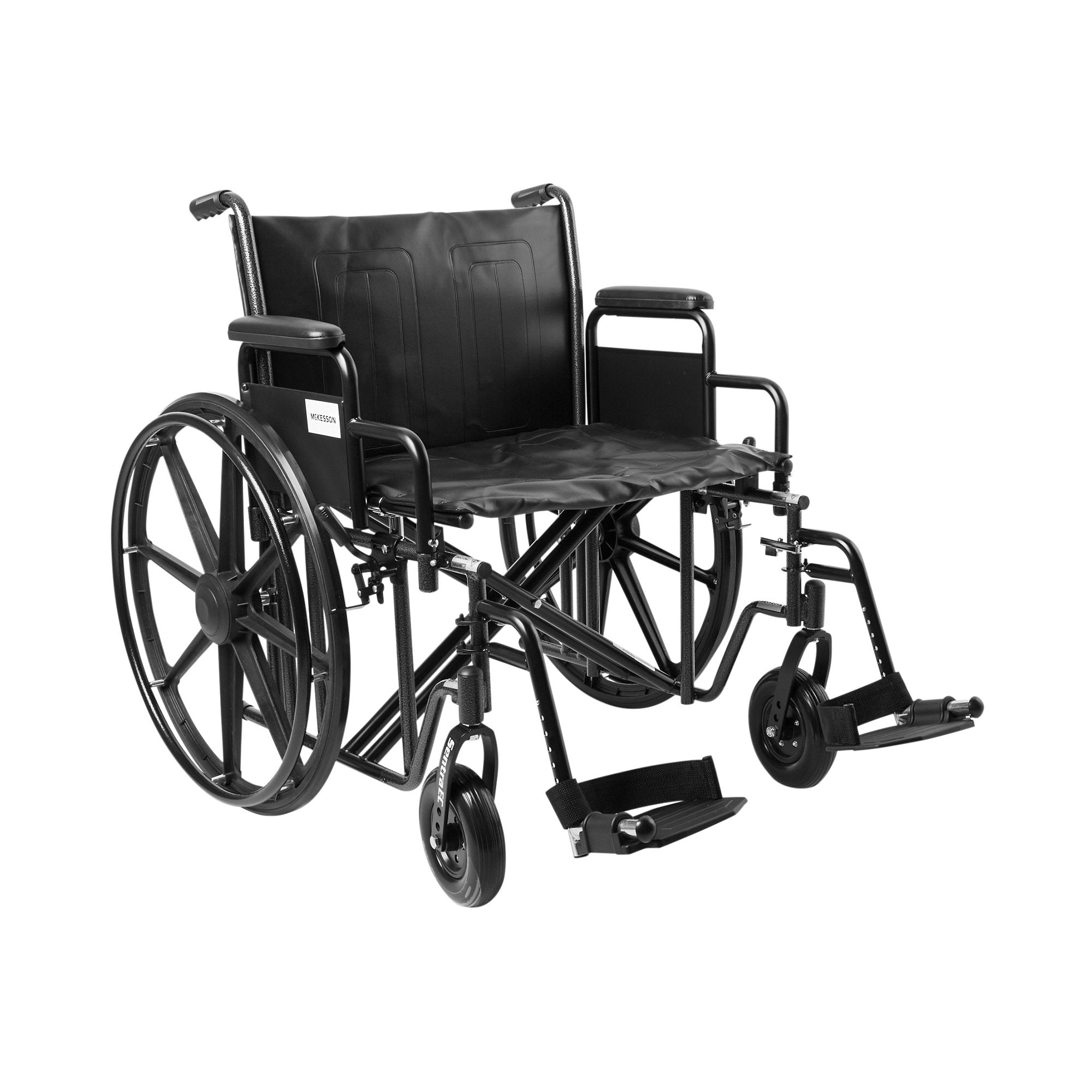 Bariatric Wheelchair McKesson Dual Axle Desk Length Arm Swing Away Footrest Black Upholstery 24 Inch Seat Width Adult 450 lbs. Weight Capacity