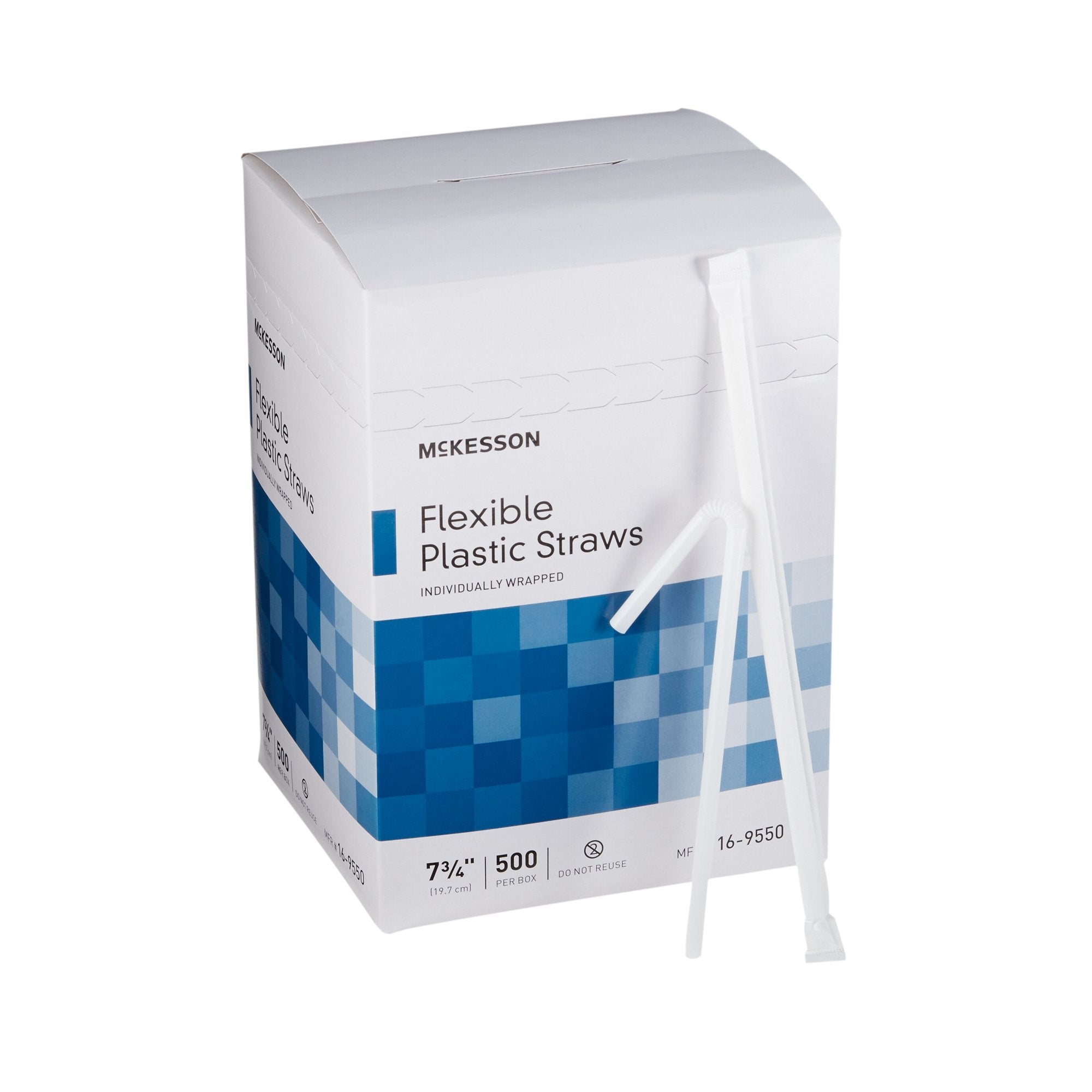 Flexible Drinking Straw McKesson 7 3/4 Inch Length White Individually Wrapped