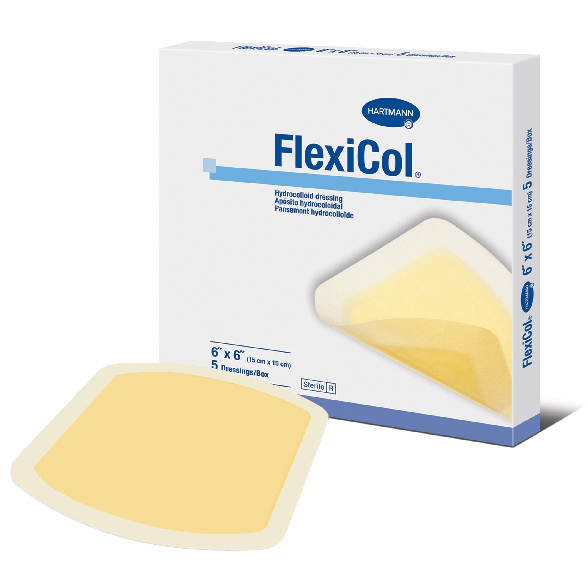 Hydrocolloid Dressing FlexiCol Without Backing 6 X 6 Inch Square Hydrocolloid