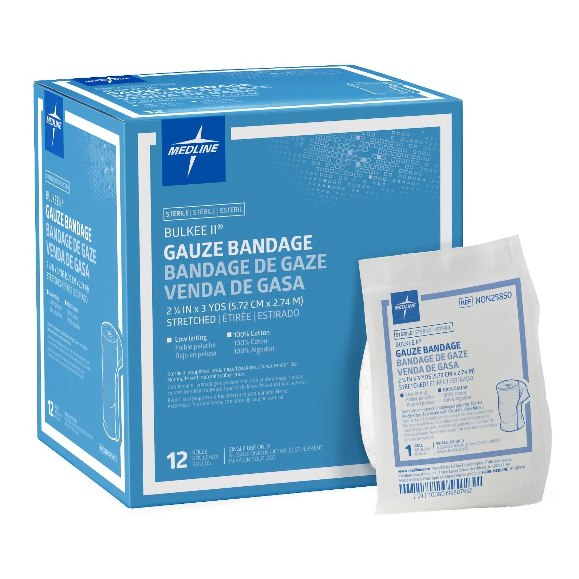 Fluff Bandage Roll Bulkee II 2 1/4 Inch X 3 Yard 6 Ply Sterile 1 per Pack