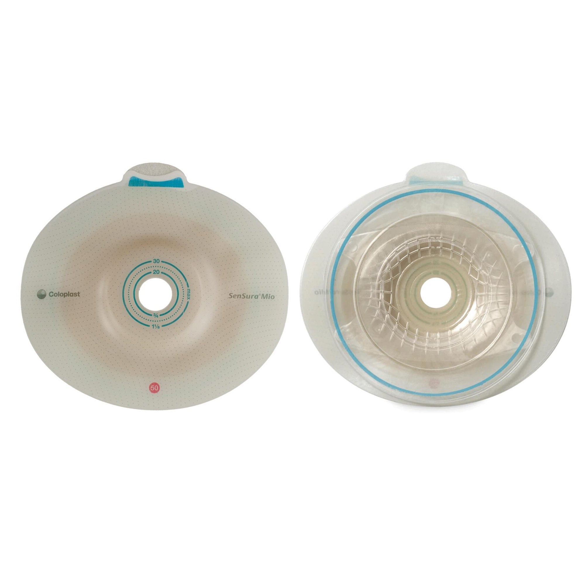 Ostomy Barrier SenSura Mio Convex Trim to Fit, Extended Wear Elastic Adhesive 50 mm Flange Red Code System 15 to 40 mm Opening