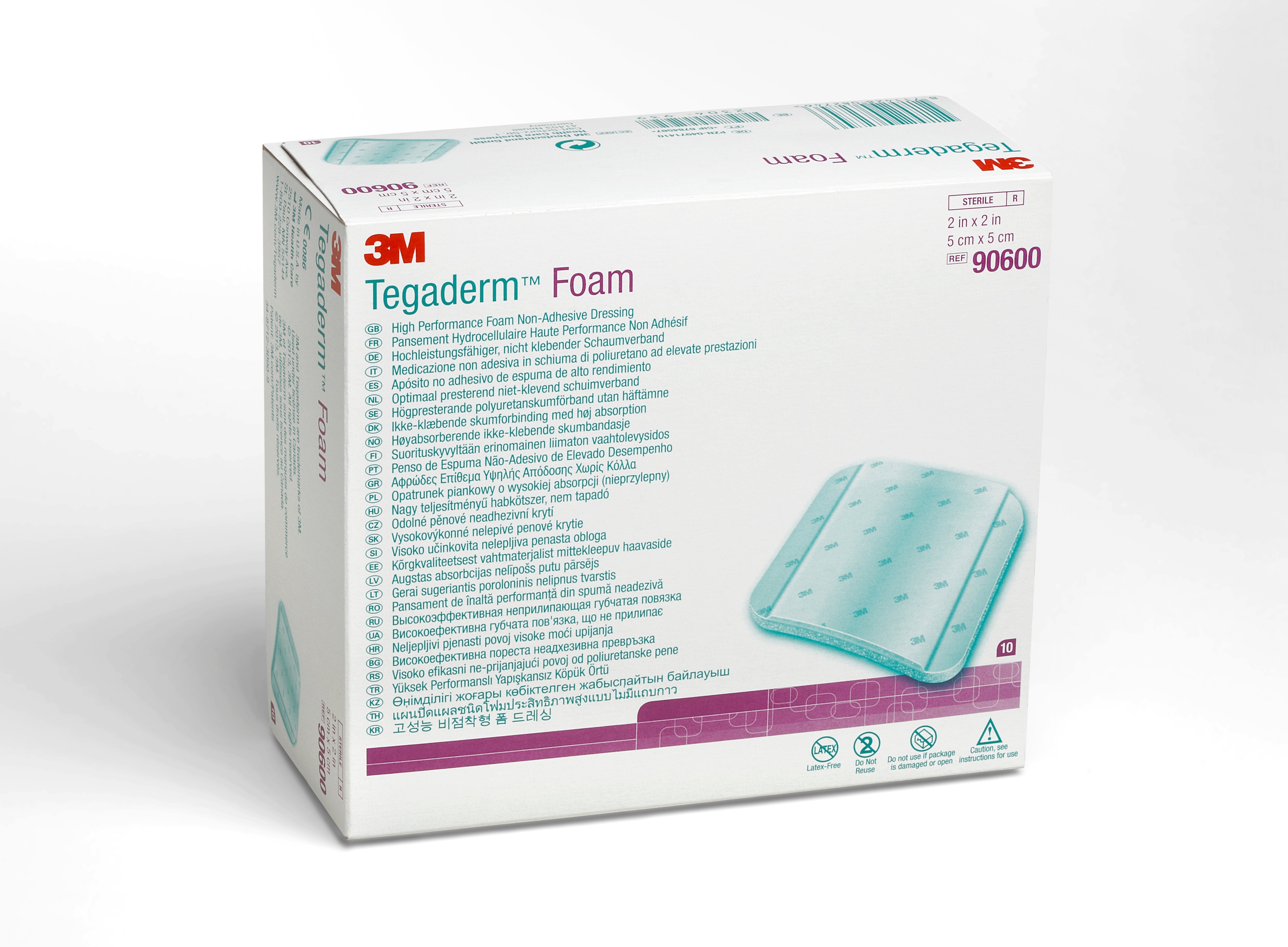 Foam Dressing 3M Tegaderm High Performance 2 X 2 Inch Without Border Film Backing Nonadhesive Square Sterile