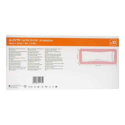 foam dressing allevyn gentle border 4 x 10 inch with border film backing silicone gel adhesive rectangle sterile