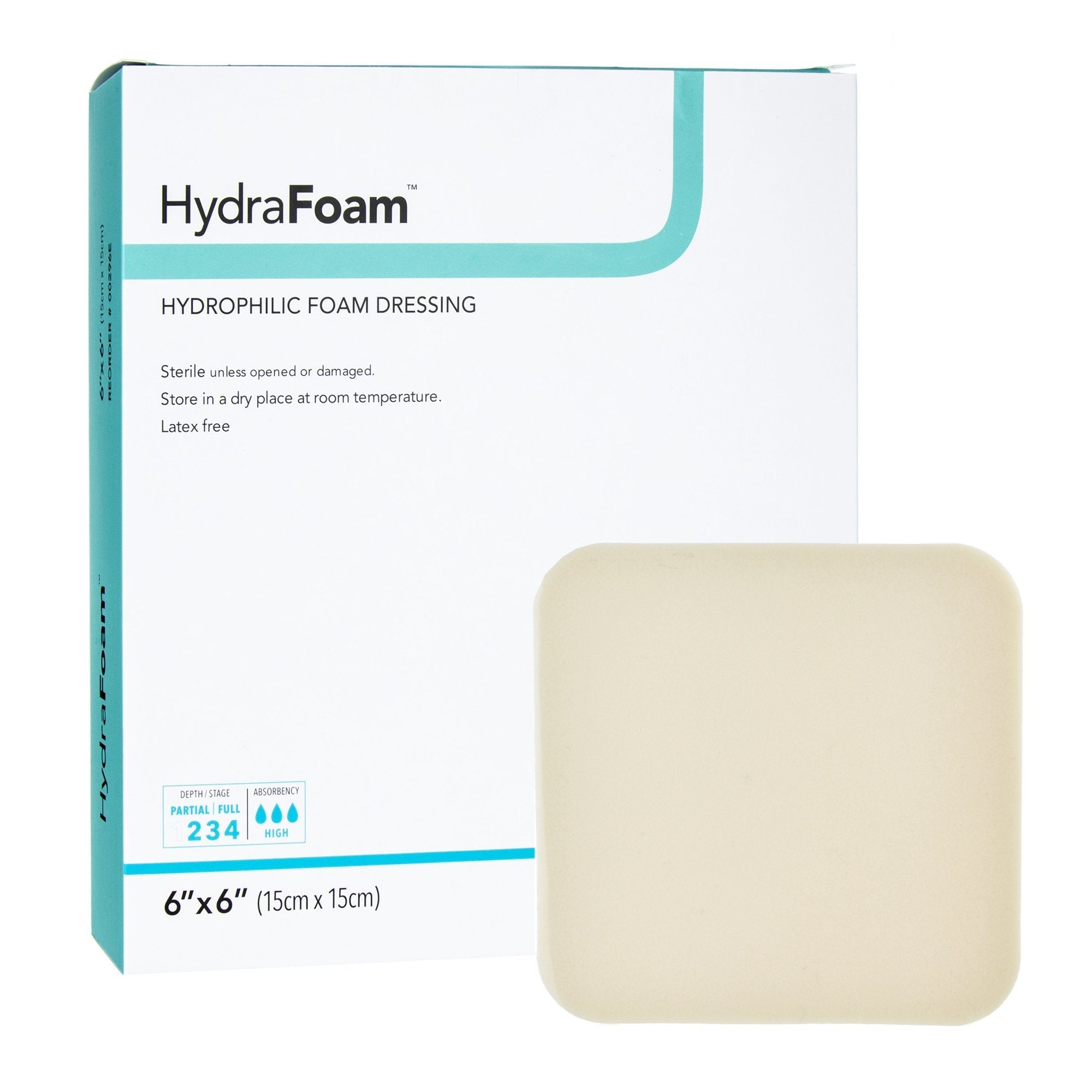 Foam Dressing HydraFoam 6 X 6 Inch Without Border Waterproof Backing Nonadhesive Square Sterile
