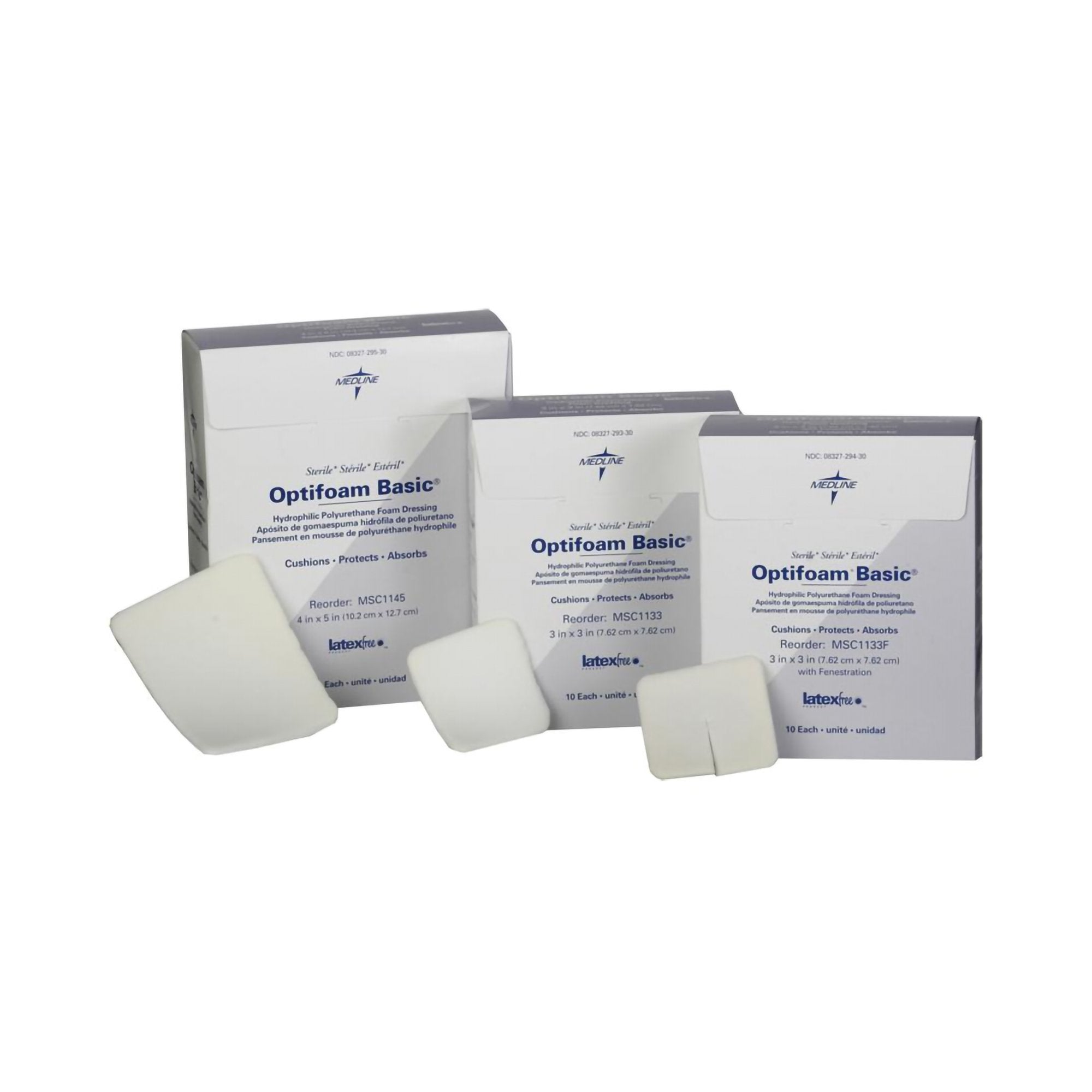 Foam Dressing Optifoam Basic 3 X 3 Inch Without Border Without Film Backing Nonadhesive Fenestrated Square Sterile