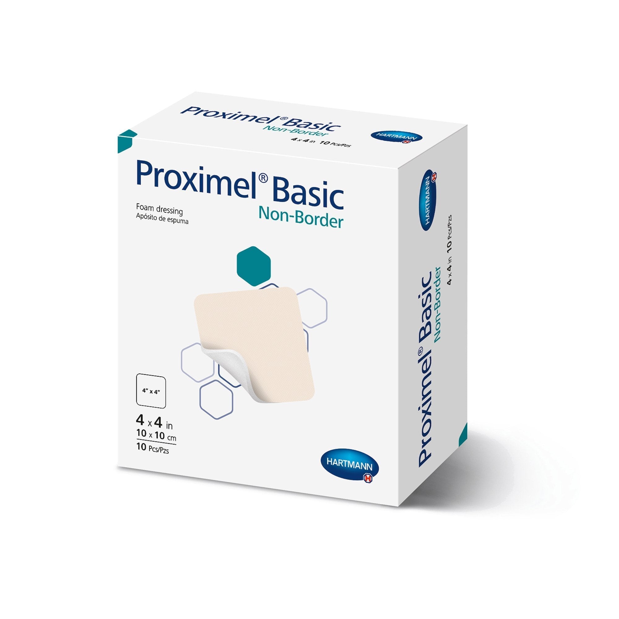 Foam Dressing Proximel Basic Non Border 4 X 4 Inch Without Border Waterproof Film Backing Nonadhesive Square Sterile