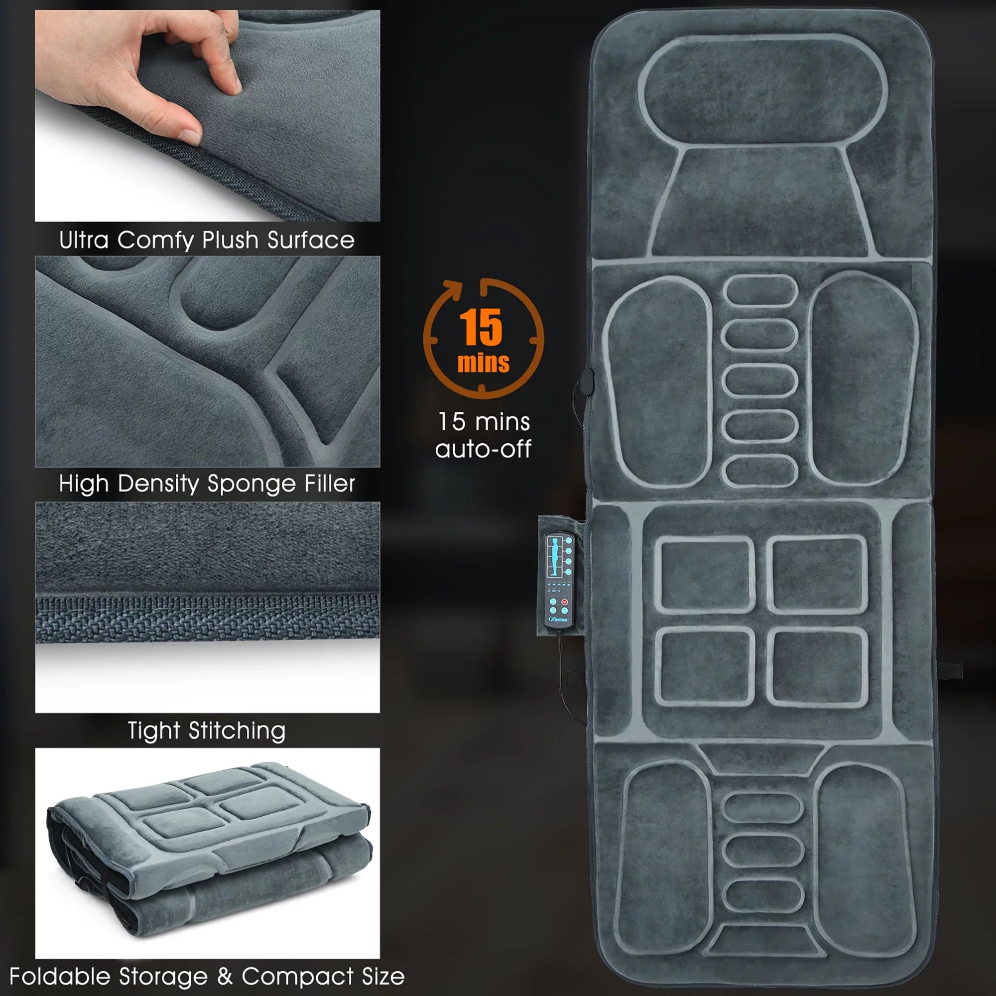 Foldable Massage Mat Full Body Massager with Heat & 10 Vibration Motors