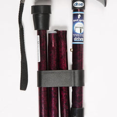 folding cane alum w gel grip red crackle