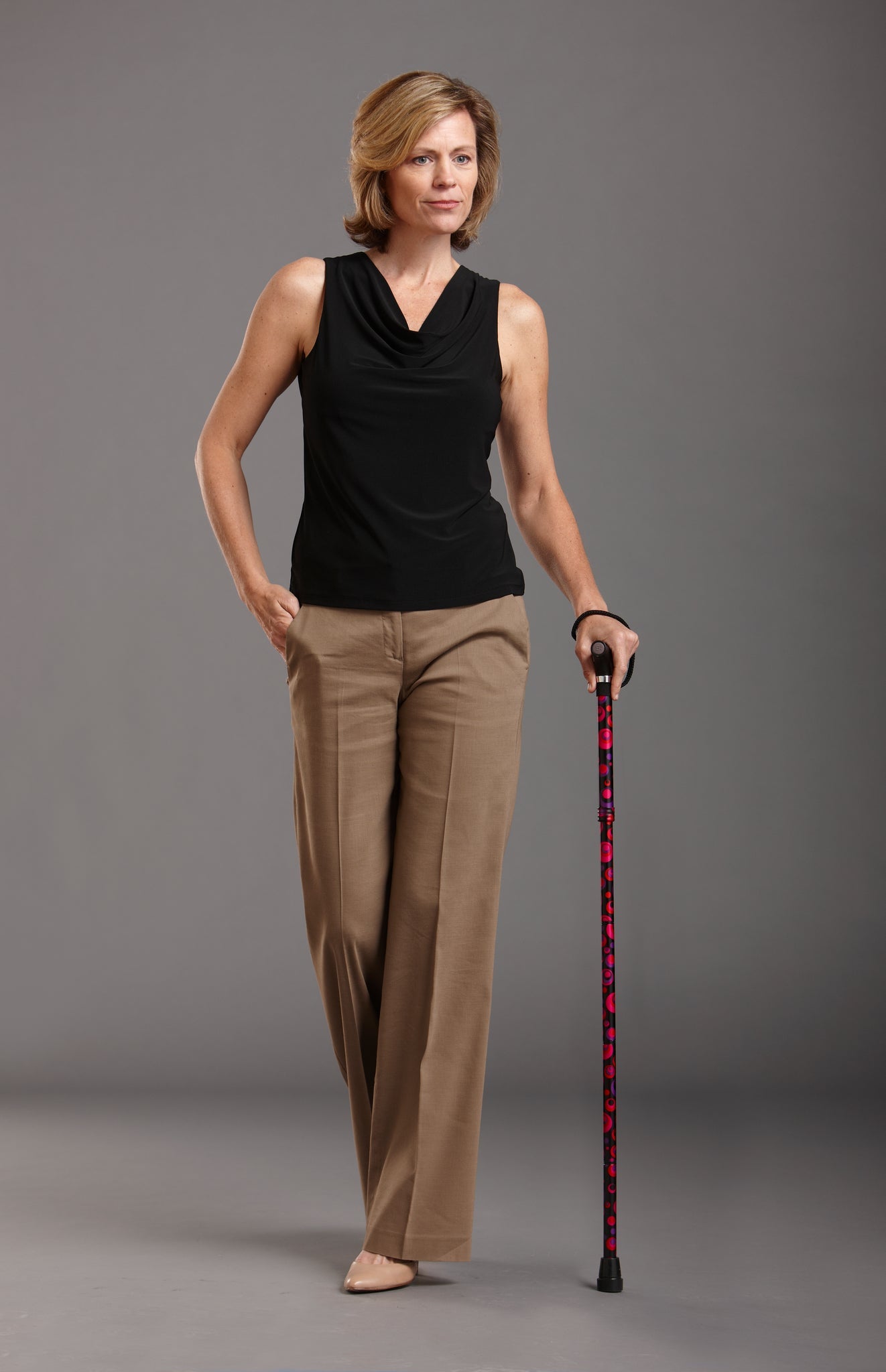 folding cane switch sticks® aluminum 32 to 37 inch height circle print