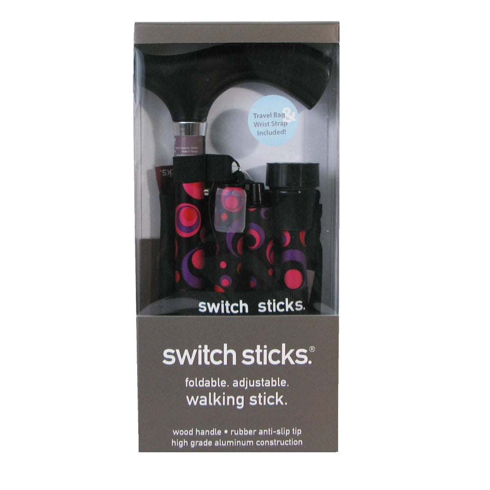 folding cane switch sticks® aluminum 32 to 37 inch height circle print