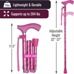 folding cane switch sticks® aluminum 32 to 37 inch height tango print