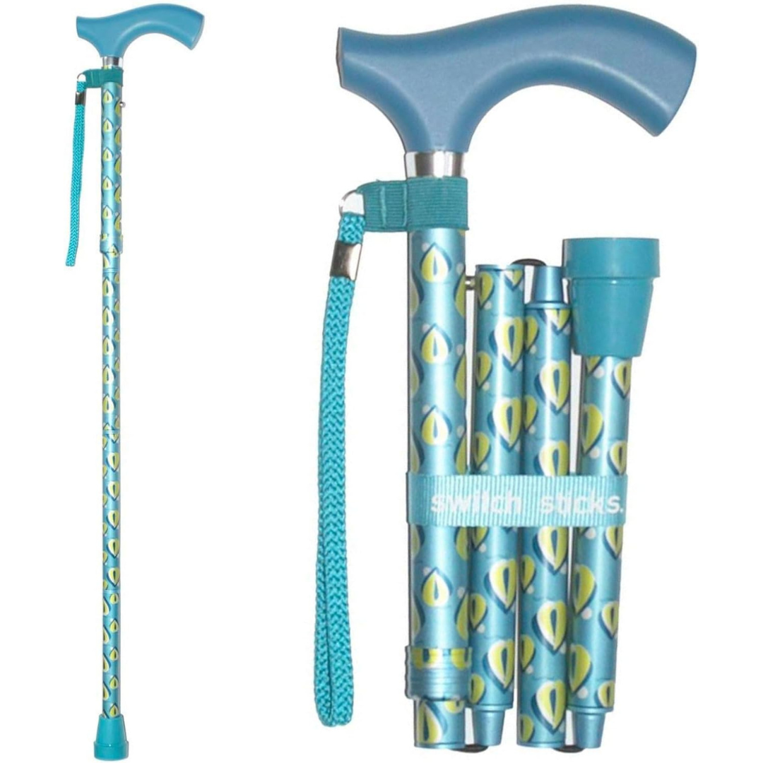 folding cane switch sticks® aluminum 32 to 37 inch height thames print