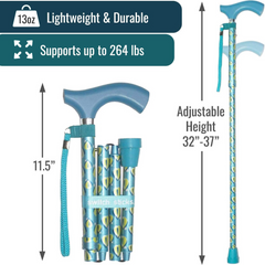 folding cane switch sticks® aluminum 32 to 37 inch height thames print