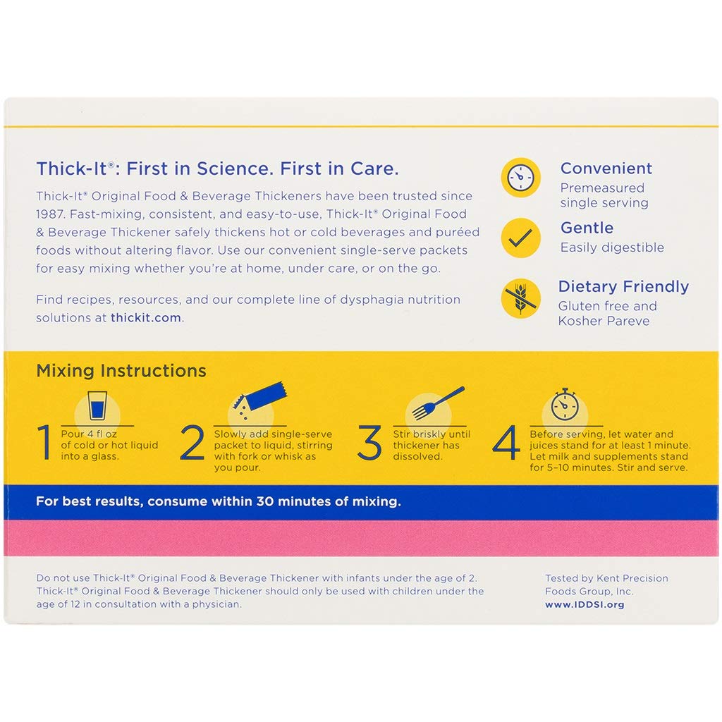 food and beverage thickener thick it original 5 gram individual packet unflavored powder iddsi level 2 mildly thick packaging type case