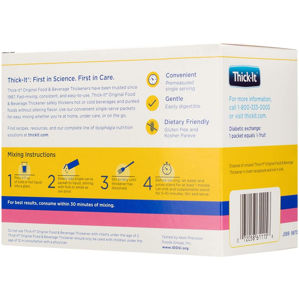 food and beverage thickener thick it original 5 gram individual packet unflavored powder iddsi level 2 mildly thick packaging type case