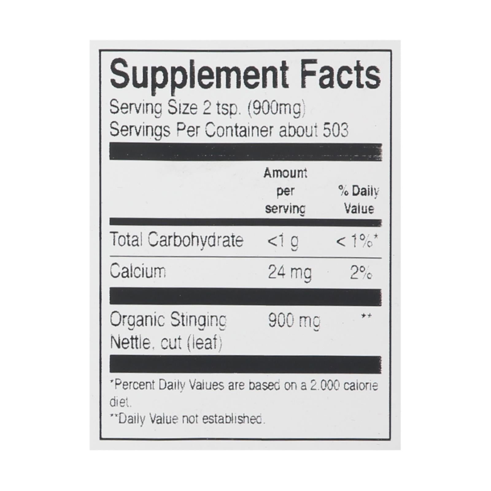 Frontier Herb Nettle Leaf Cut & Sifted Single Bulk Item 1lb All Care Store