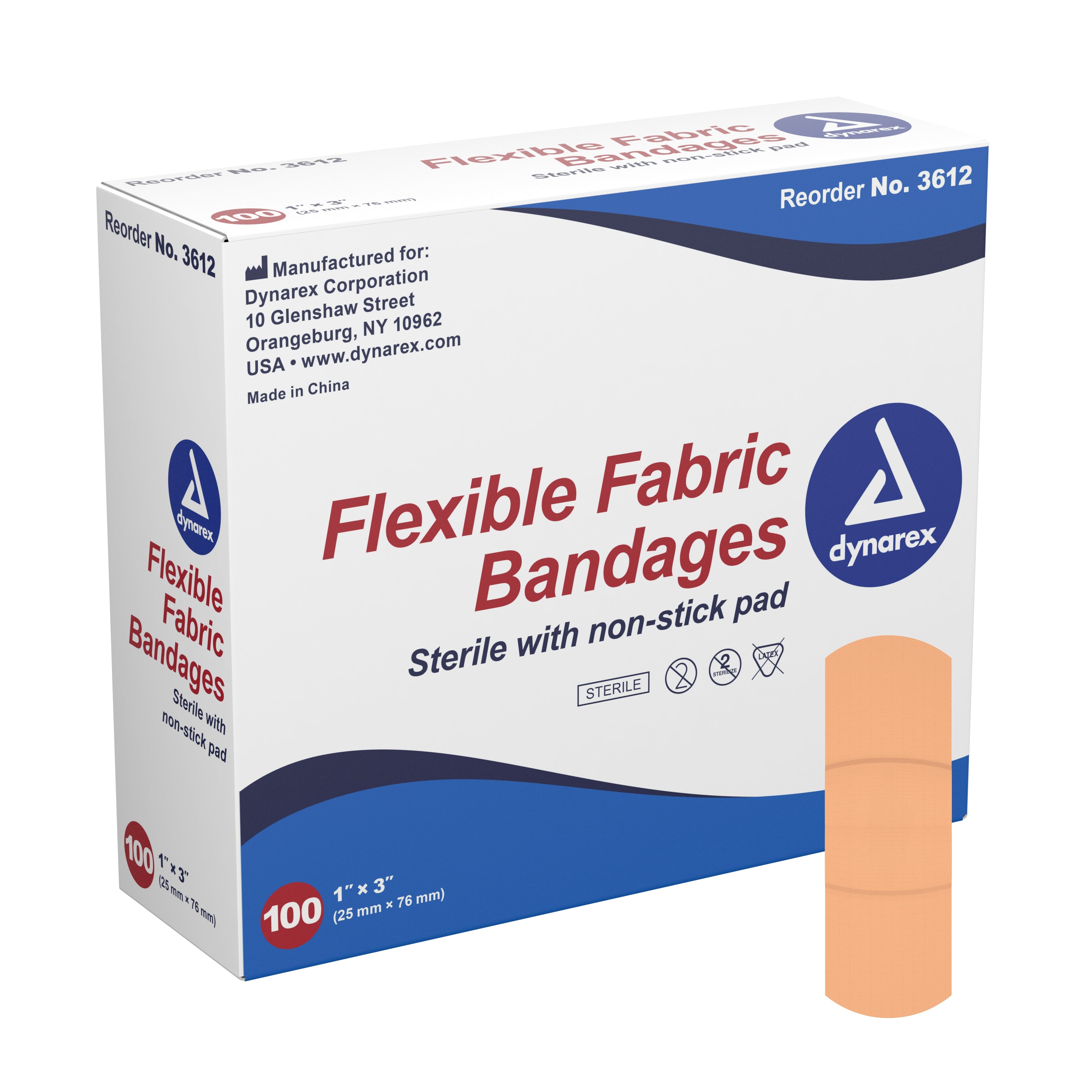 Adhesive Strip Dynarex 1 X 3 Inch Fabric Rectangle Tan Sterile