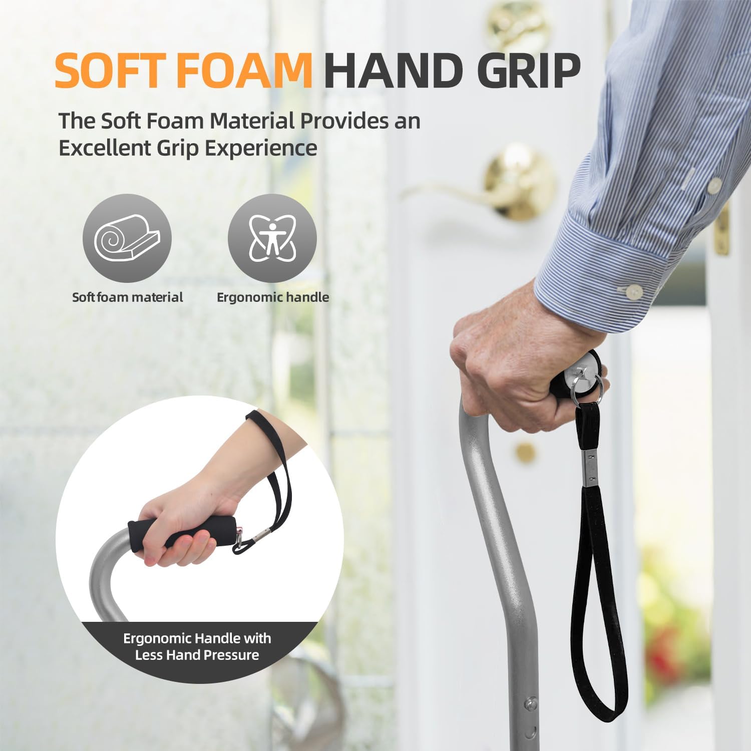 walking cane for men women adjustable cane with offset soft cushioned handle portable lightweight sturdy mobility walker aid for elderly seniors collapsible cane 1