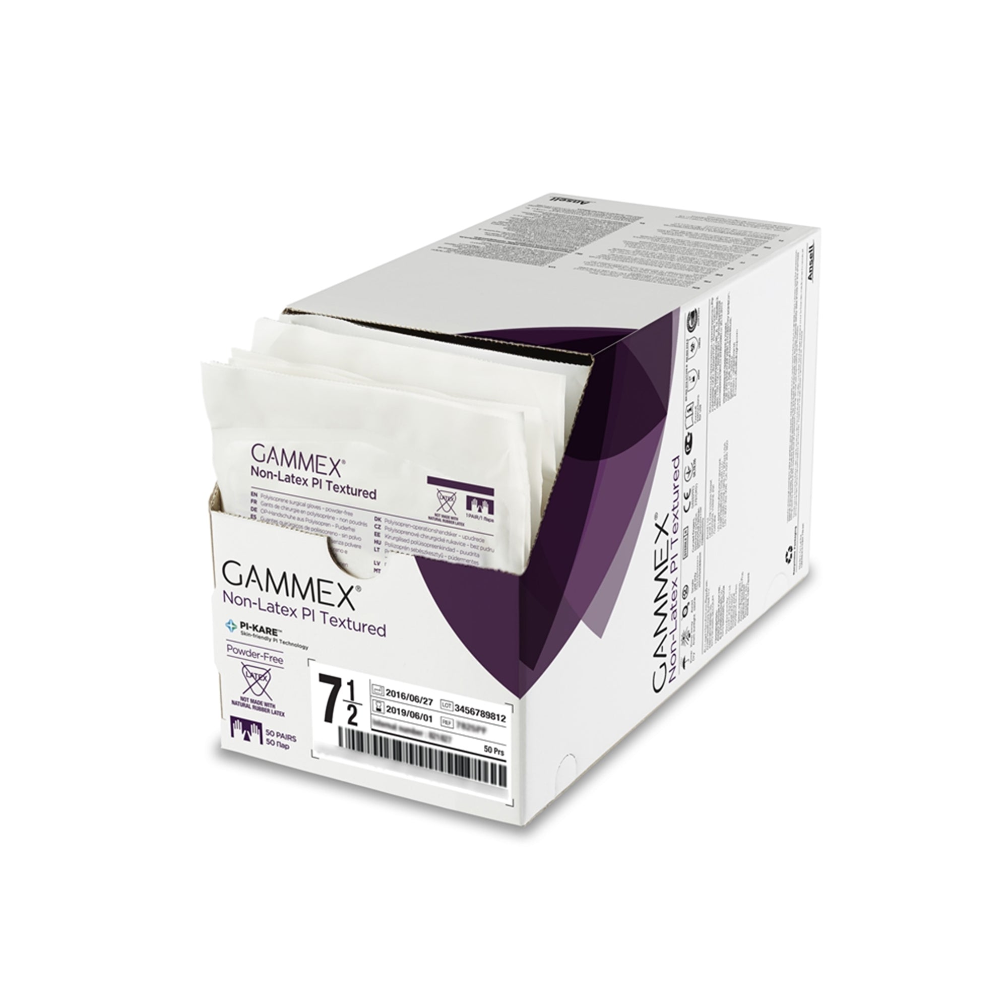 gammex non latex pi textured polyisoprene surgical glove size 7 5 white gammex non latex pi textured surgical glove mk890679bx