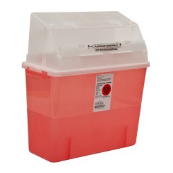 Sharps Container GatorGuard In Room Translucent Red Base 8 3/4 H X 12 1/4 W X 12 1/4 D Inch Horizontal Entry 2 Gallon
