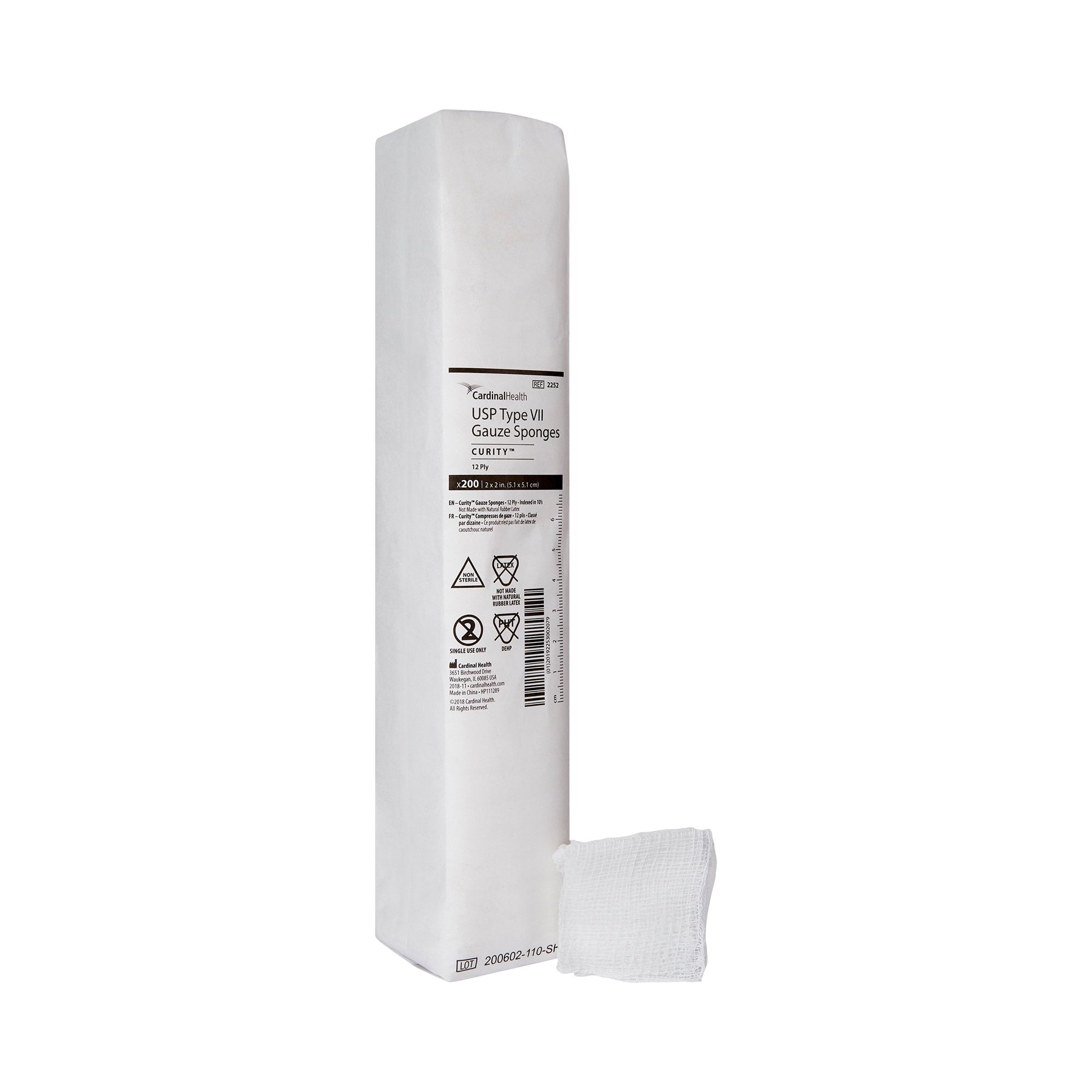 Gauze Sponge Curity 2 X 2 Inch 12 Ply NonSterile 200 per Pack