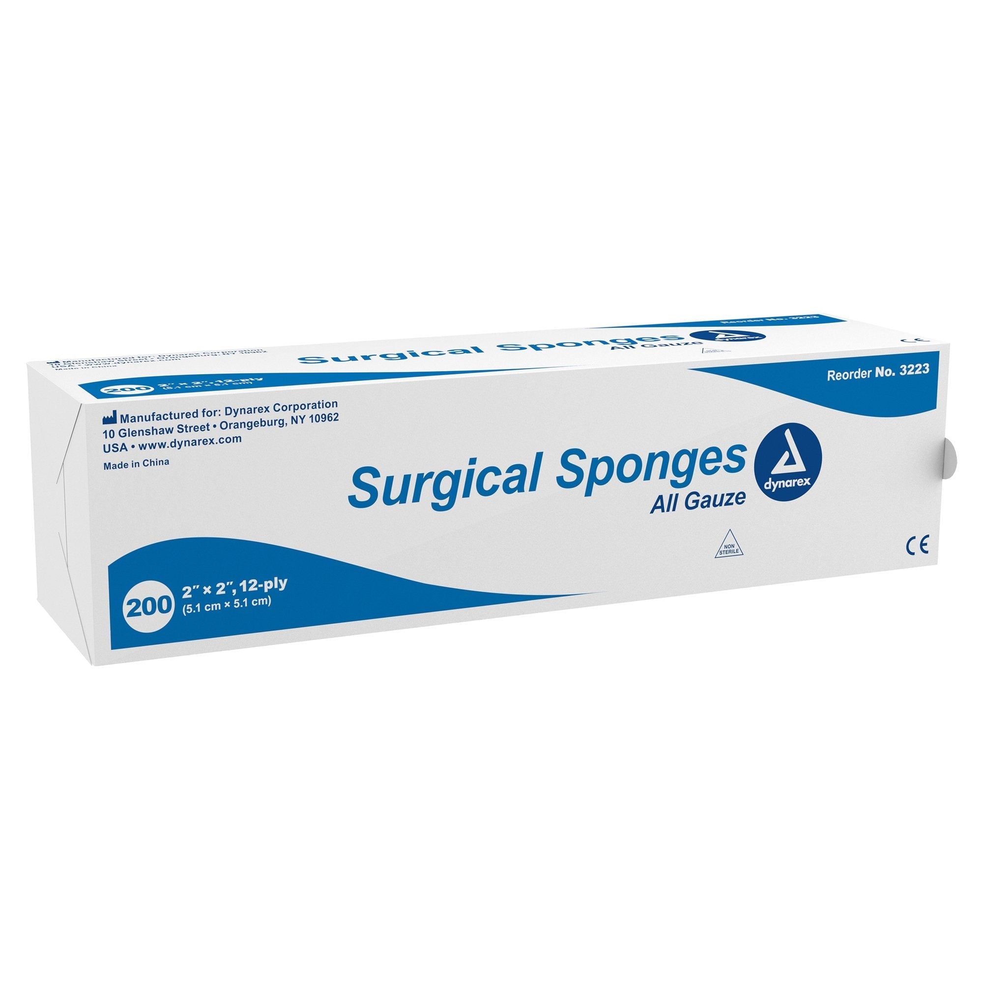 Gauze Sponge Dynarex 2 X 2 Inch 12 Ply NonSterile 200 per Pack