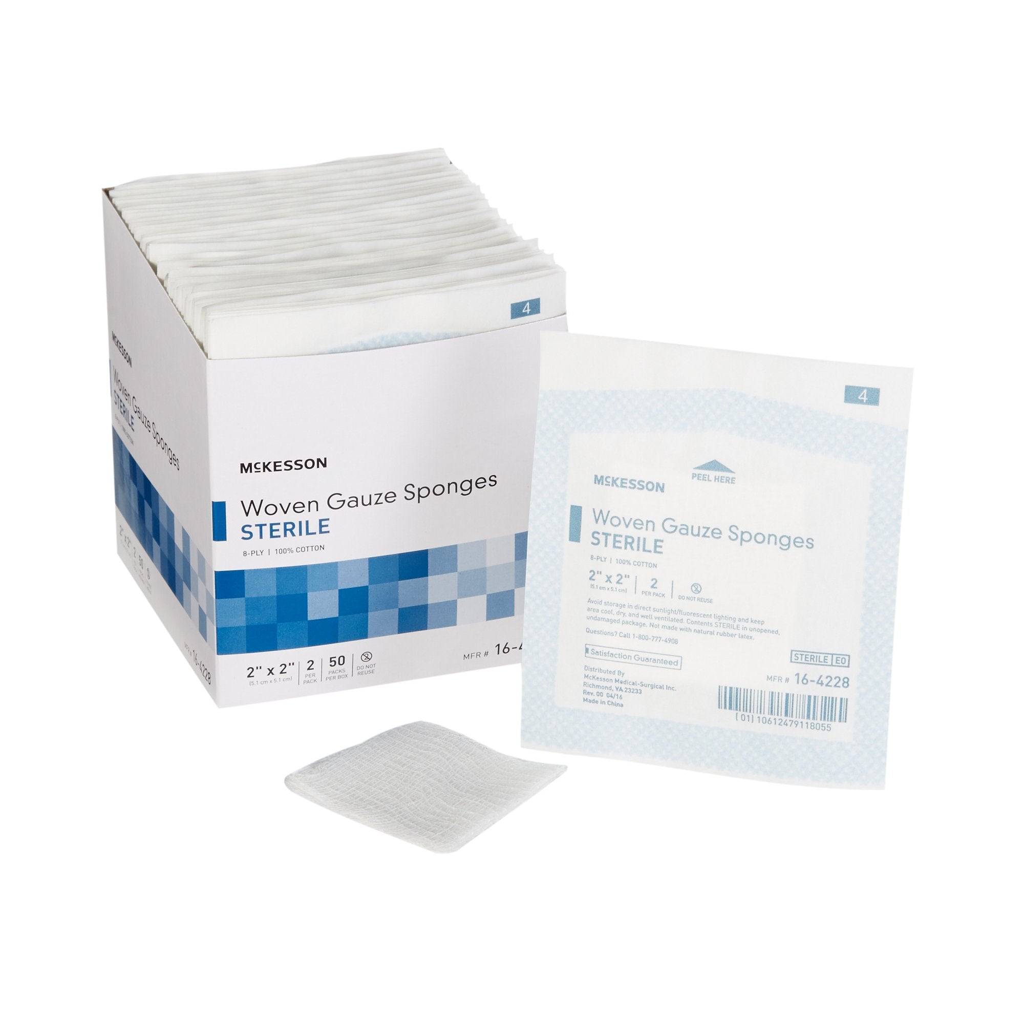Gauze Sponge McKesson 2 X 2 Inch 8 Ply Sterile 2 per Pack