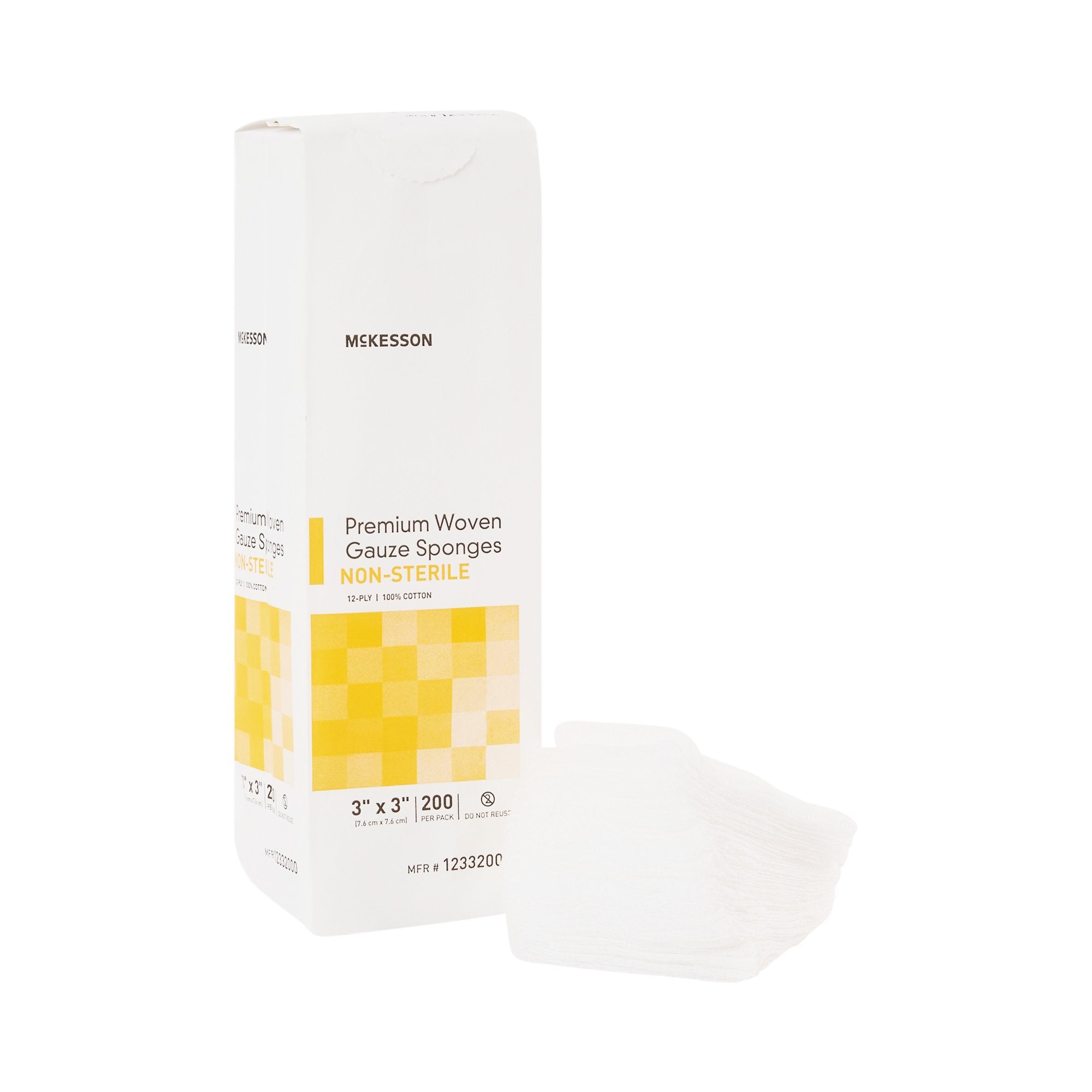 Gauze Sponge McKesson 3 X 3 Inch 12 Ply NonSterile 200 per Pack