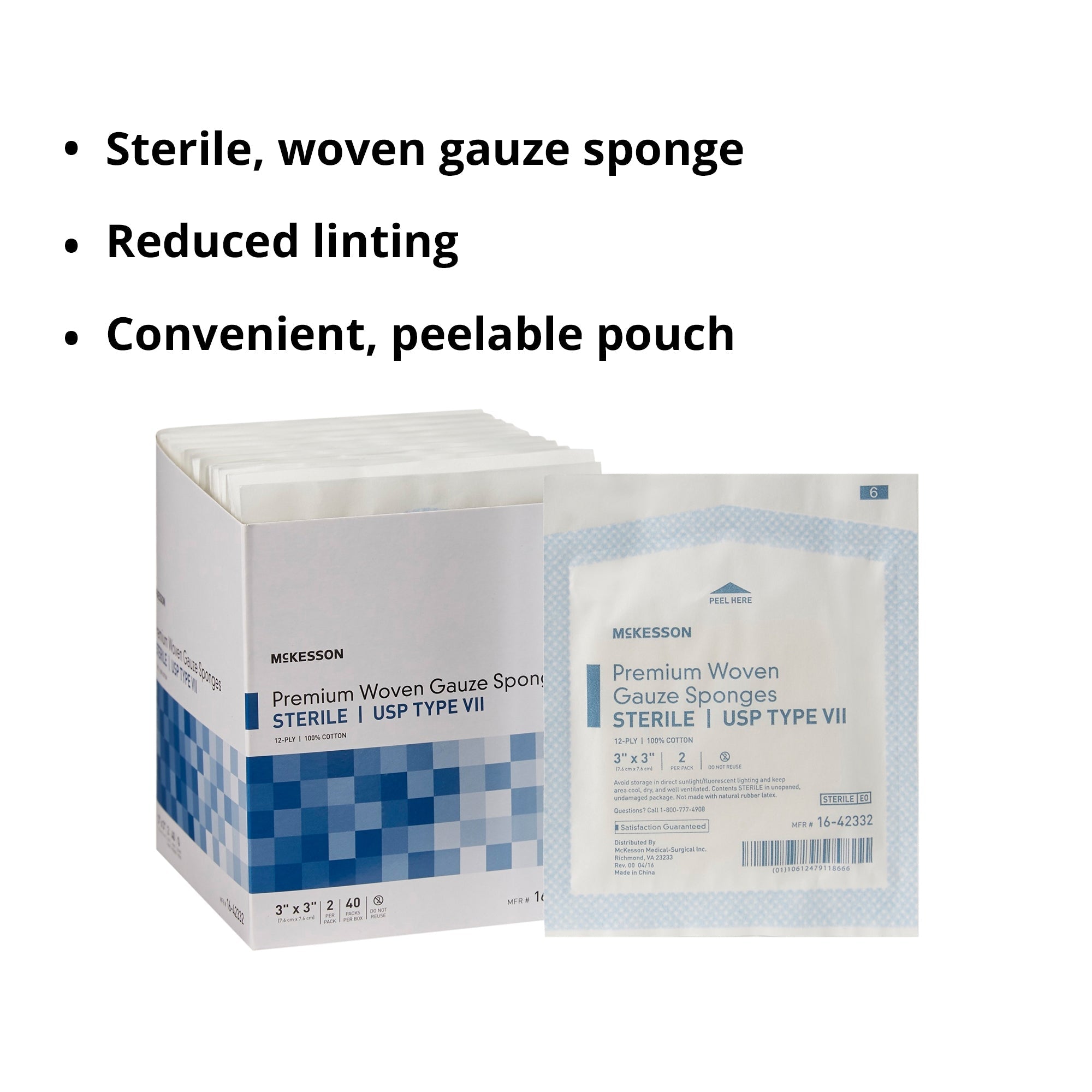 gauze sponge mckesson 3 x 3 inch 12 ply sterile 2 per pack packaging type box