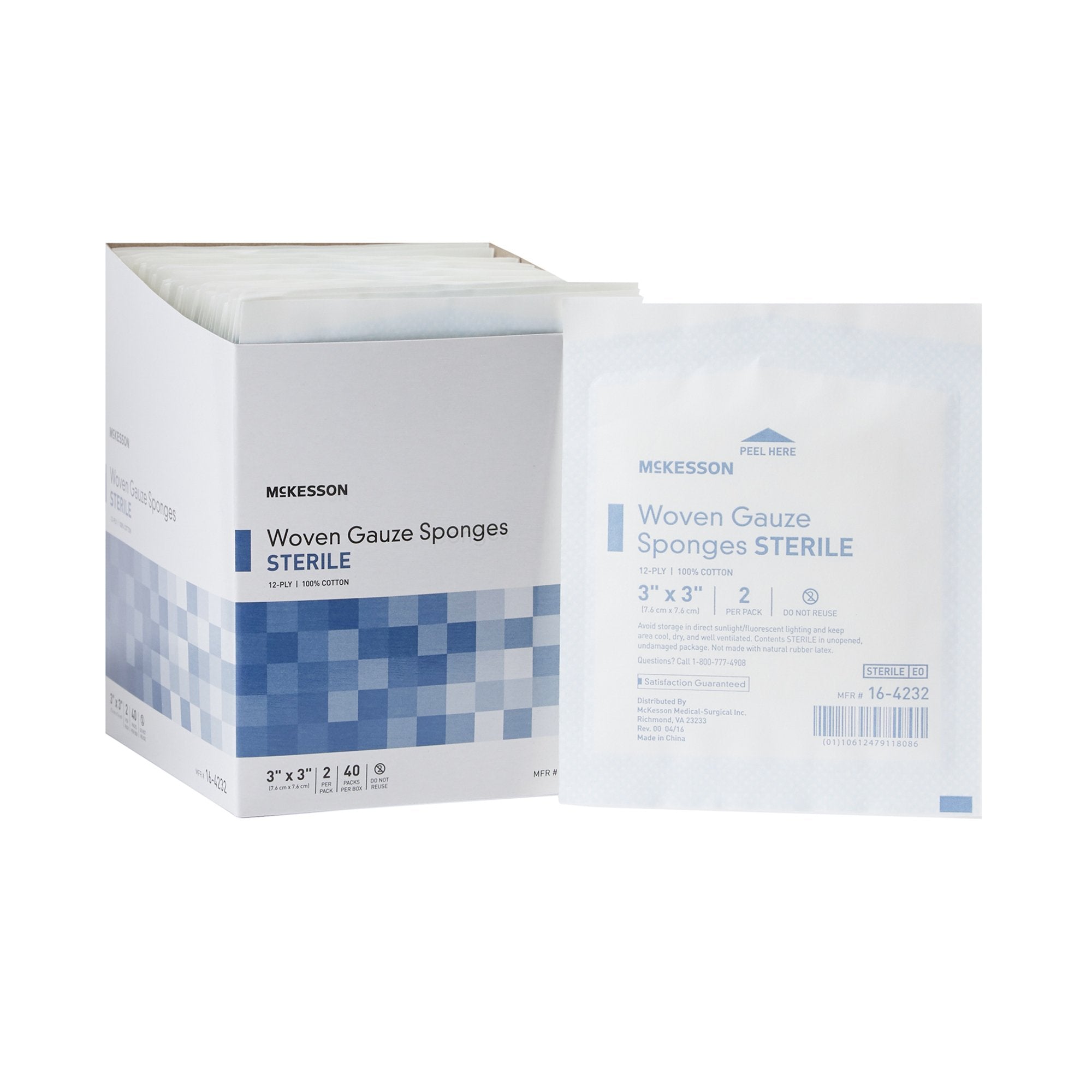 Gauze Sponge McKesson 3 X 3 Inch 12 Ply Sterile 2 per Pack