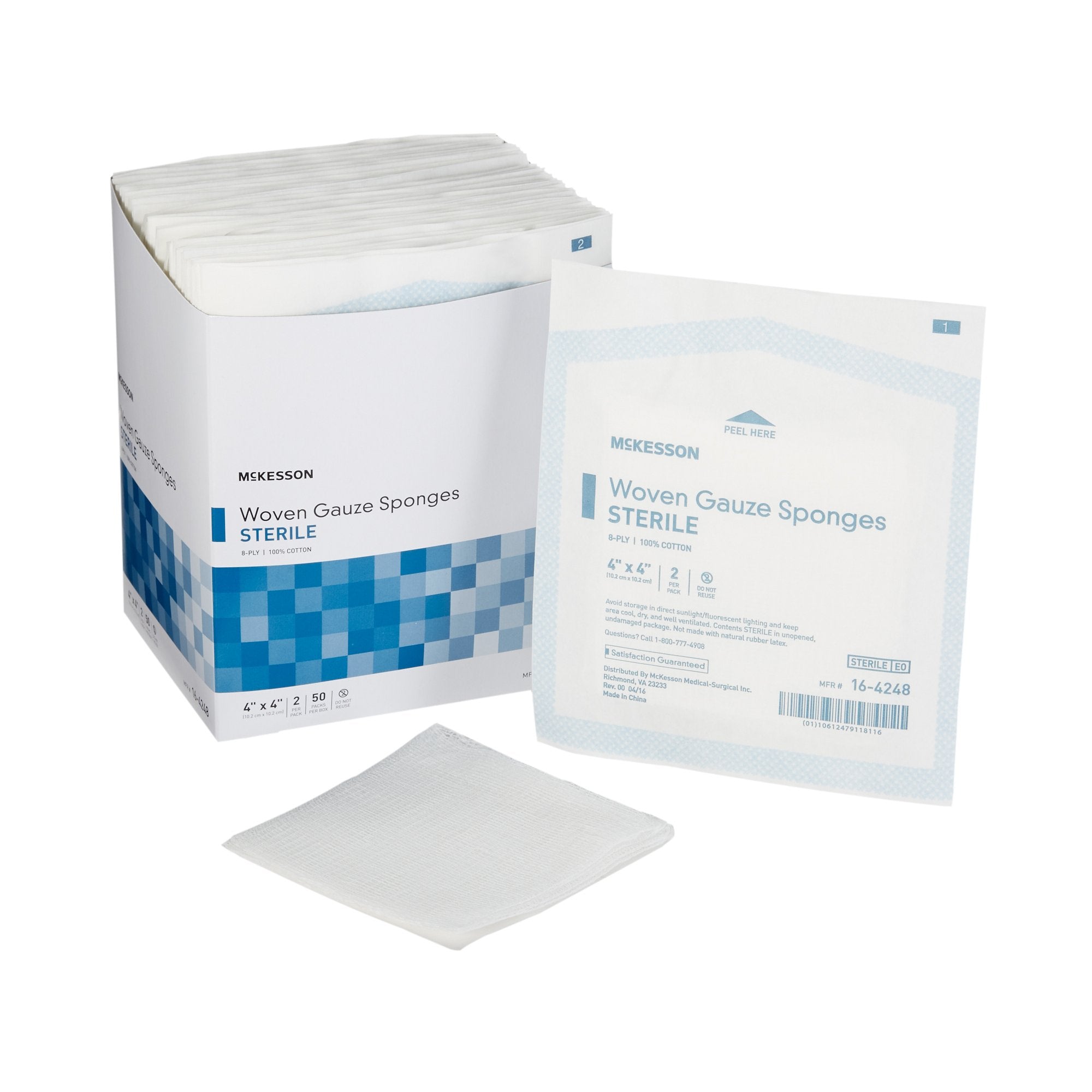 Gauze Sponge McKesson 4 X 4 Inch 8 Ply Sterile 2 per Pack