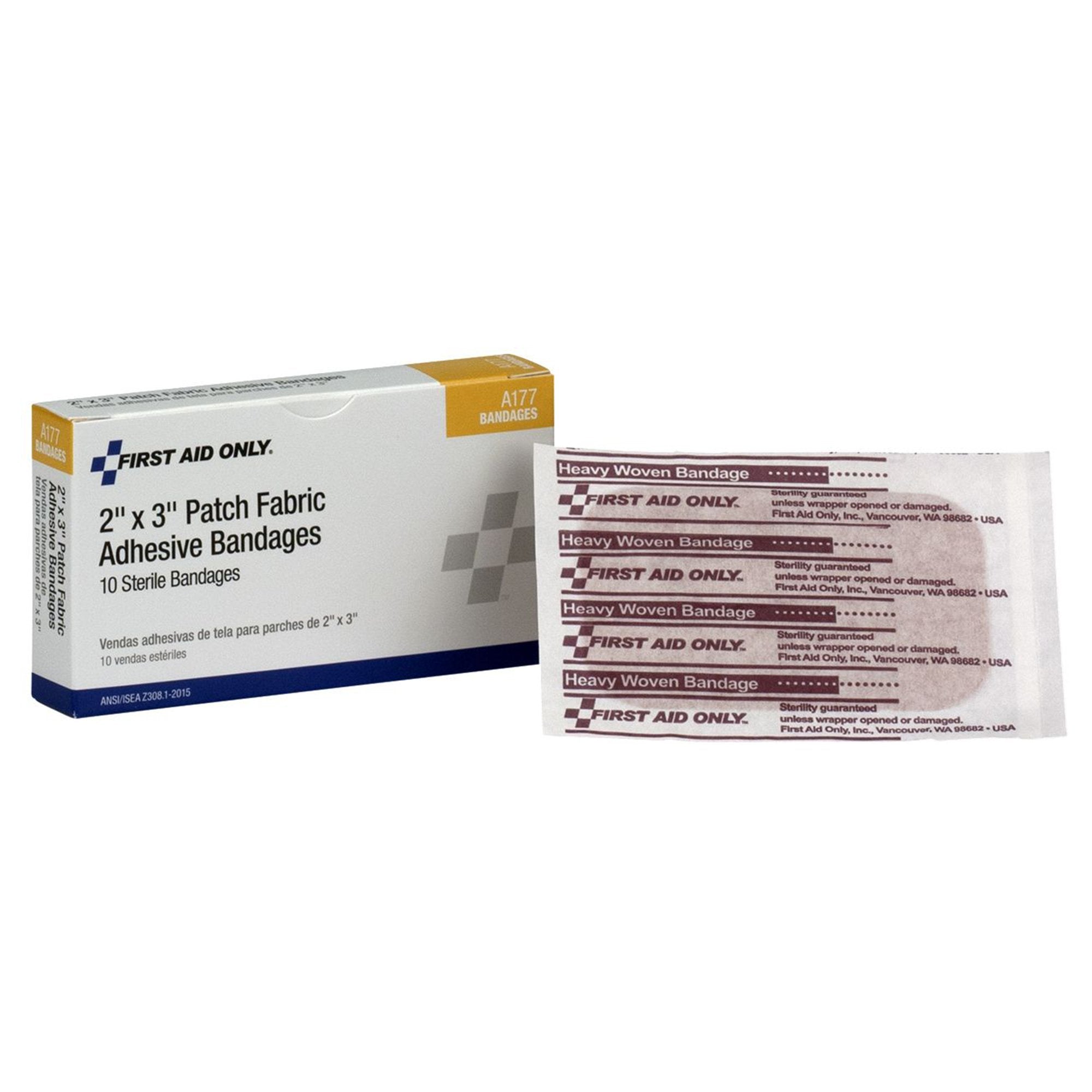 Adhesive Strip First Aid Only 2 X 3 Inch Fabric Square Tan Sterile