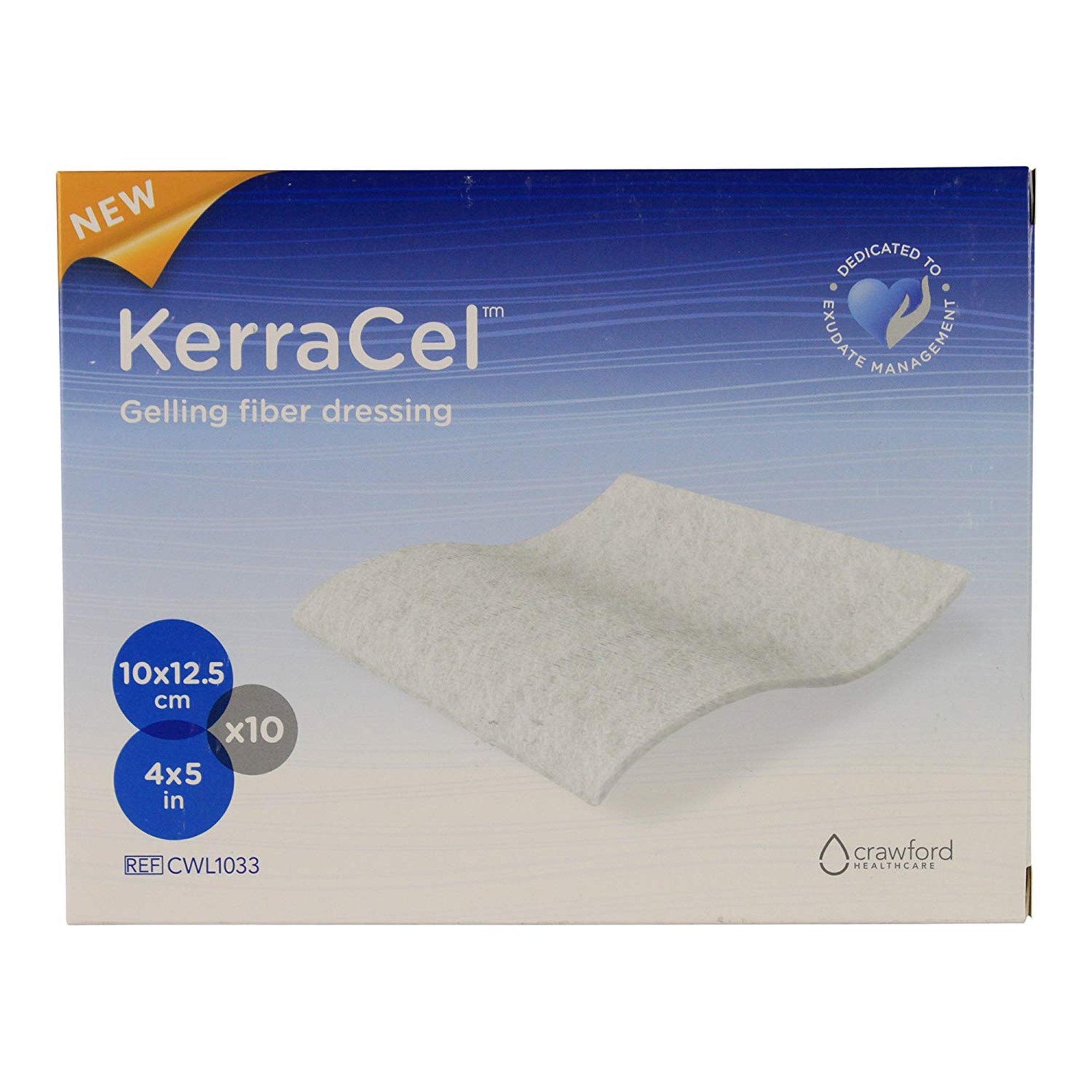 Gelling Fiber Wound Dressing KerraCel 4 X 5 Inch Rectangle Sterile