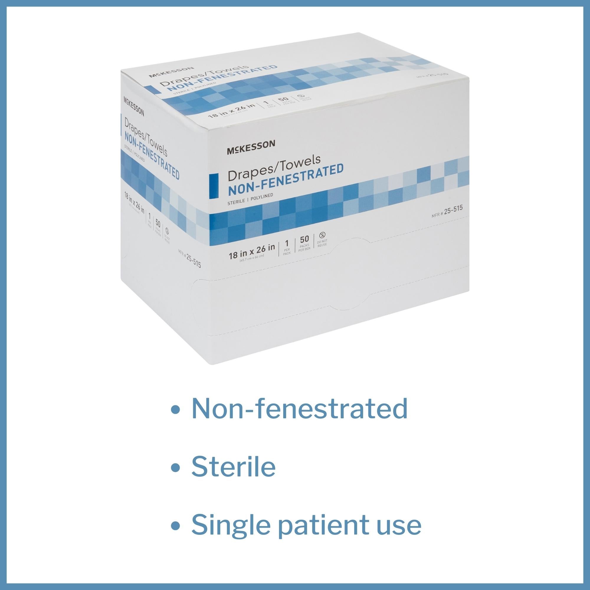 general purpose drape mckesson poly lined towel drape 18 w x 26 l inch sterile packaging type box
